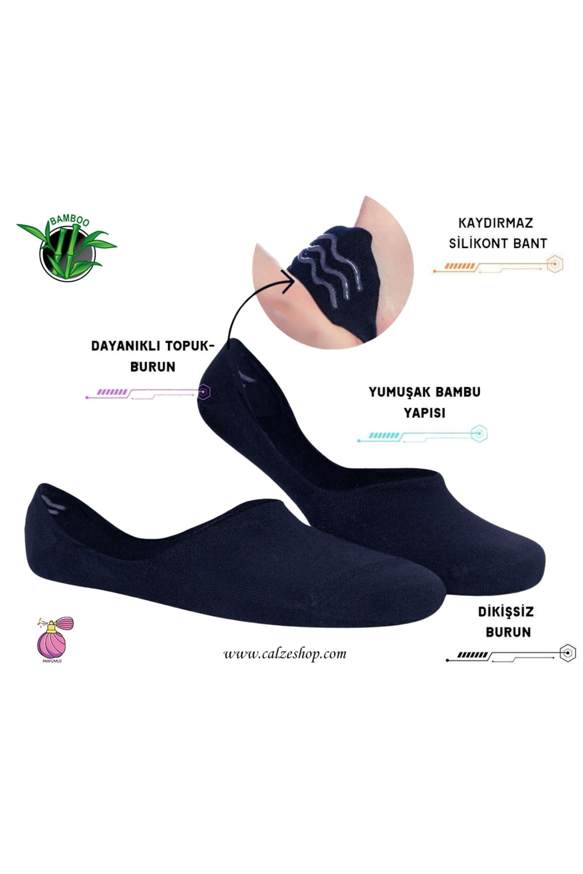 AKSU ÇORAP Unisex Lacivert Slikonlu Görünmez Çorap