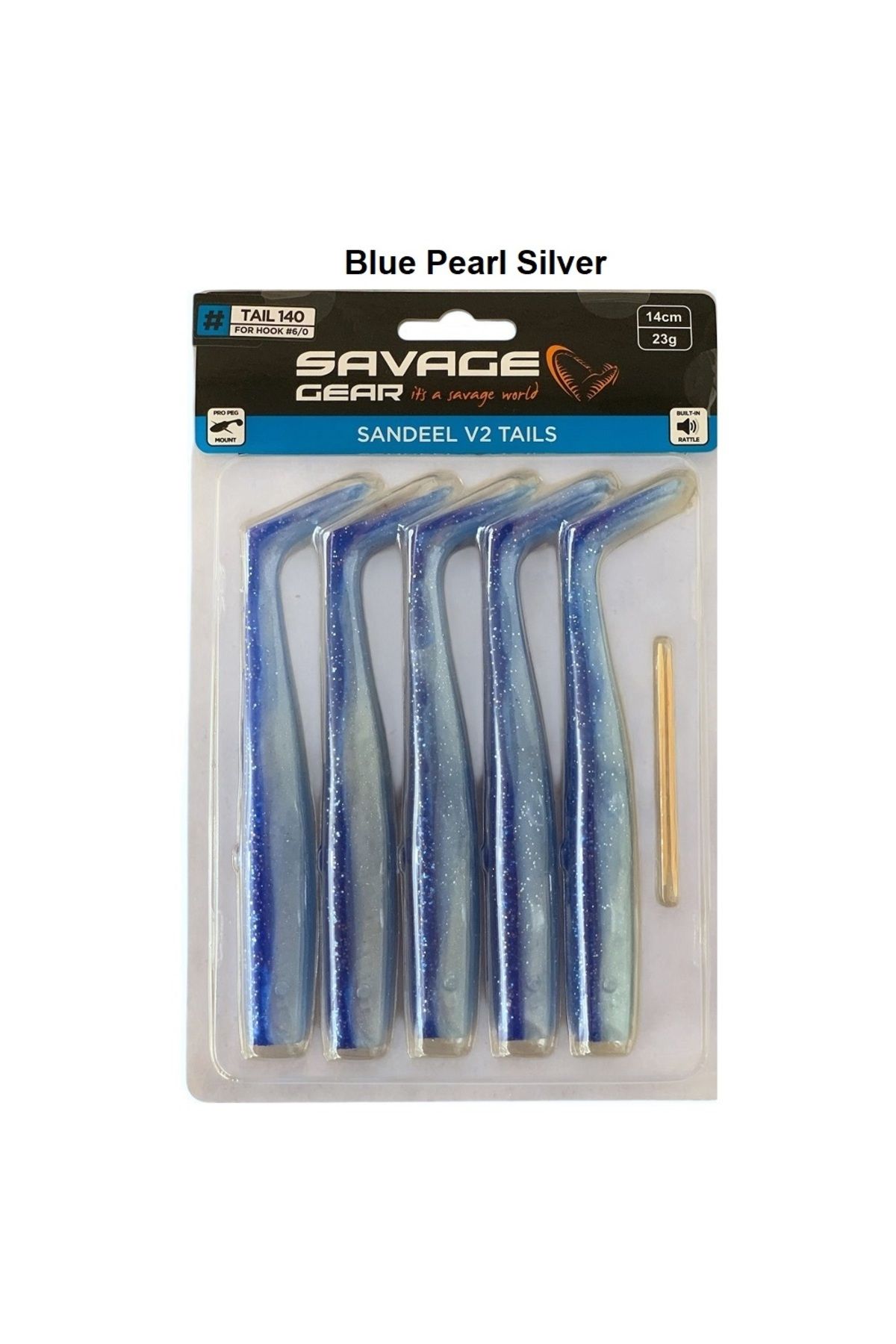 Savage Gear Sandeel V2 Tail 14cm 23gr (5'li Paket) İğnesiz Blue Pearl Silver