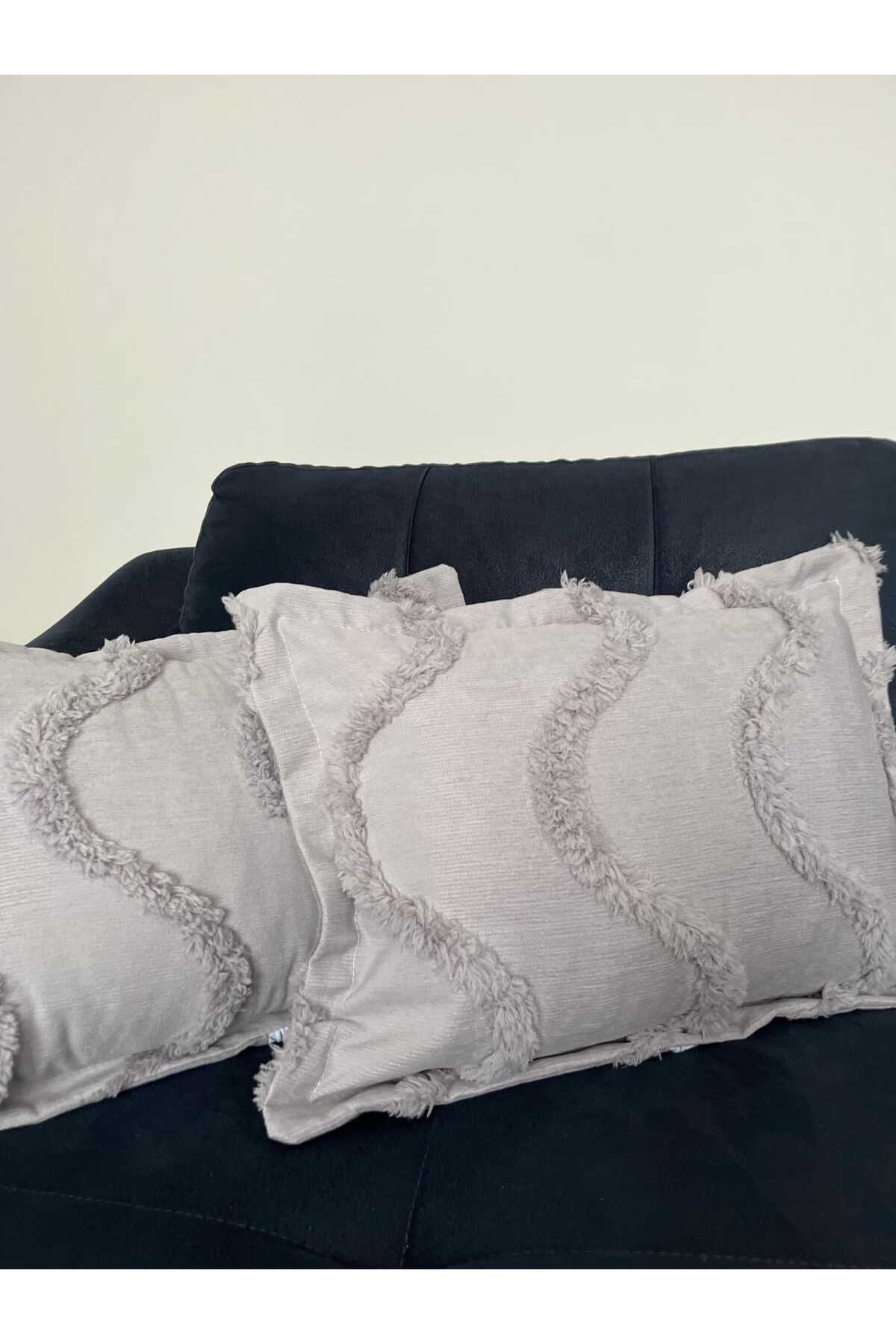 ZESA HOME Desenli Ve Püskül Detaylı 2 Adet Dekoratif Kırlent Kılıfı