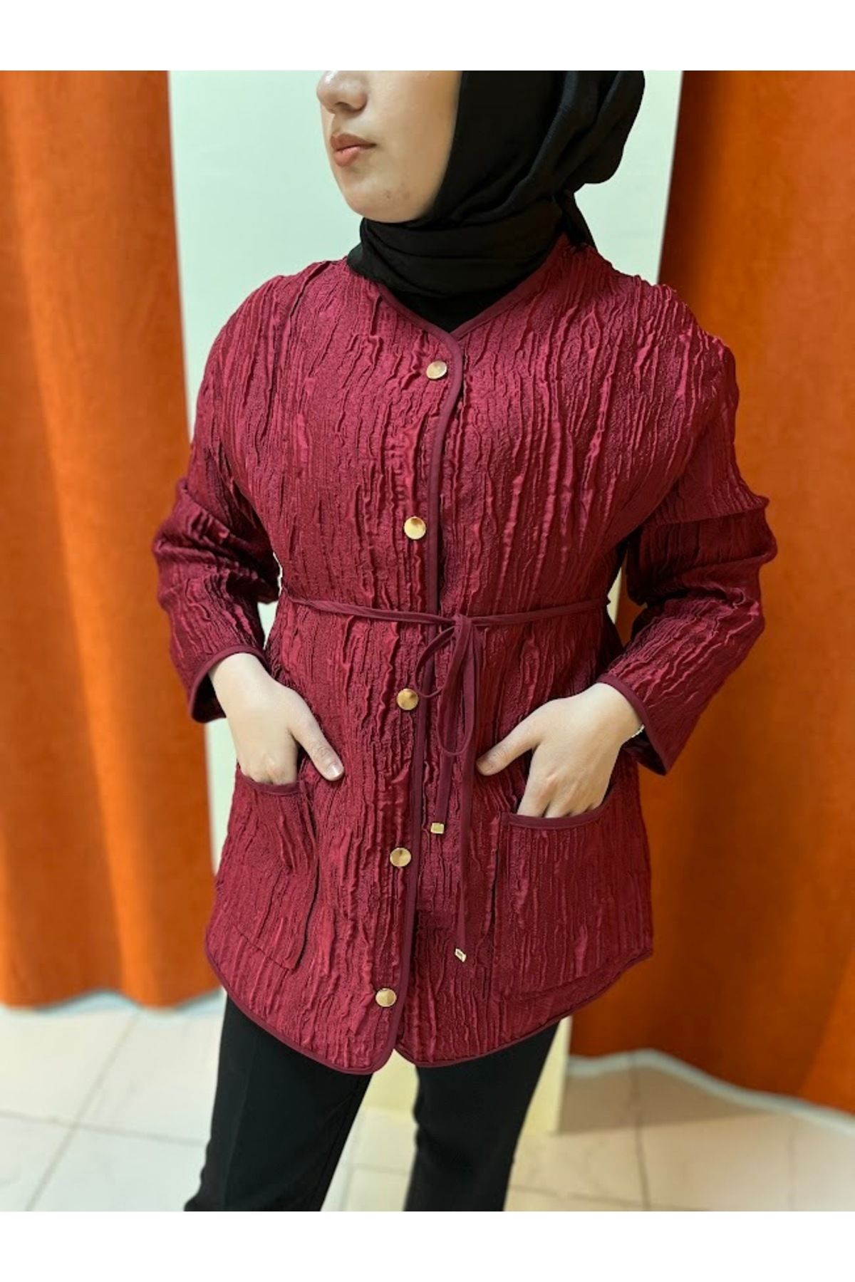 BELİN BOUTİQUE Jakar Ceket Bordo