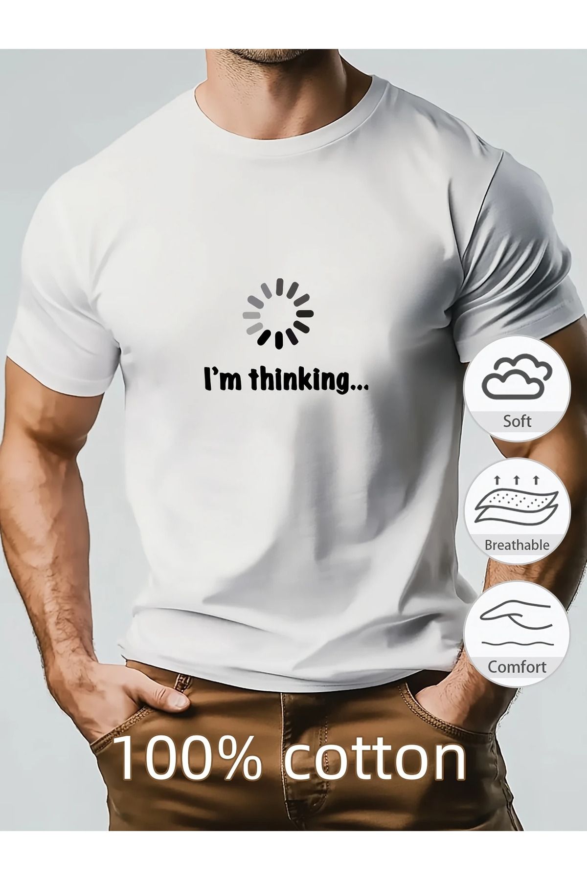 LUNAVISTA Loading Baskılı Bisiklet Yaka Kısa Kol T-shirt