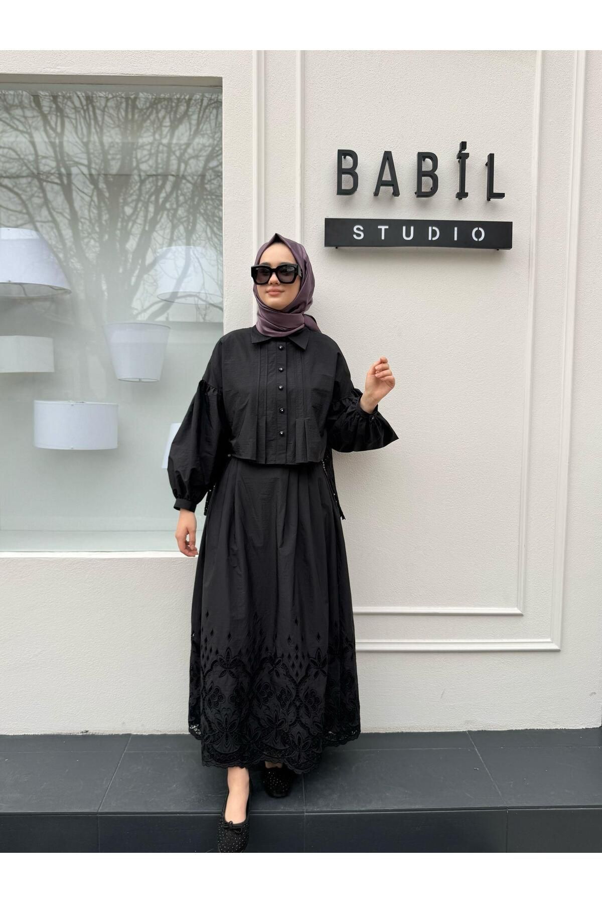 Babil Butik Fisto Detaylı Paraşüt Kadın Ceket Siyah