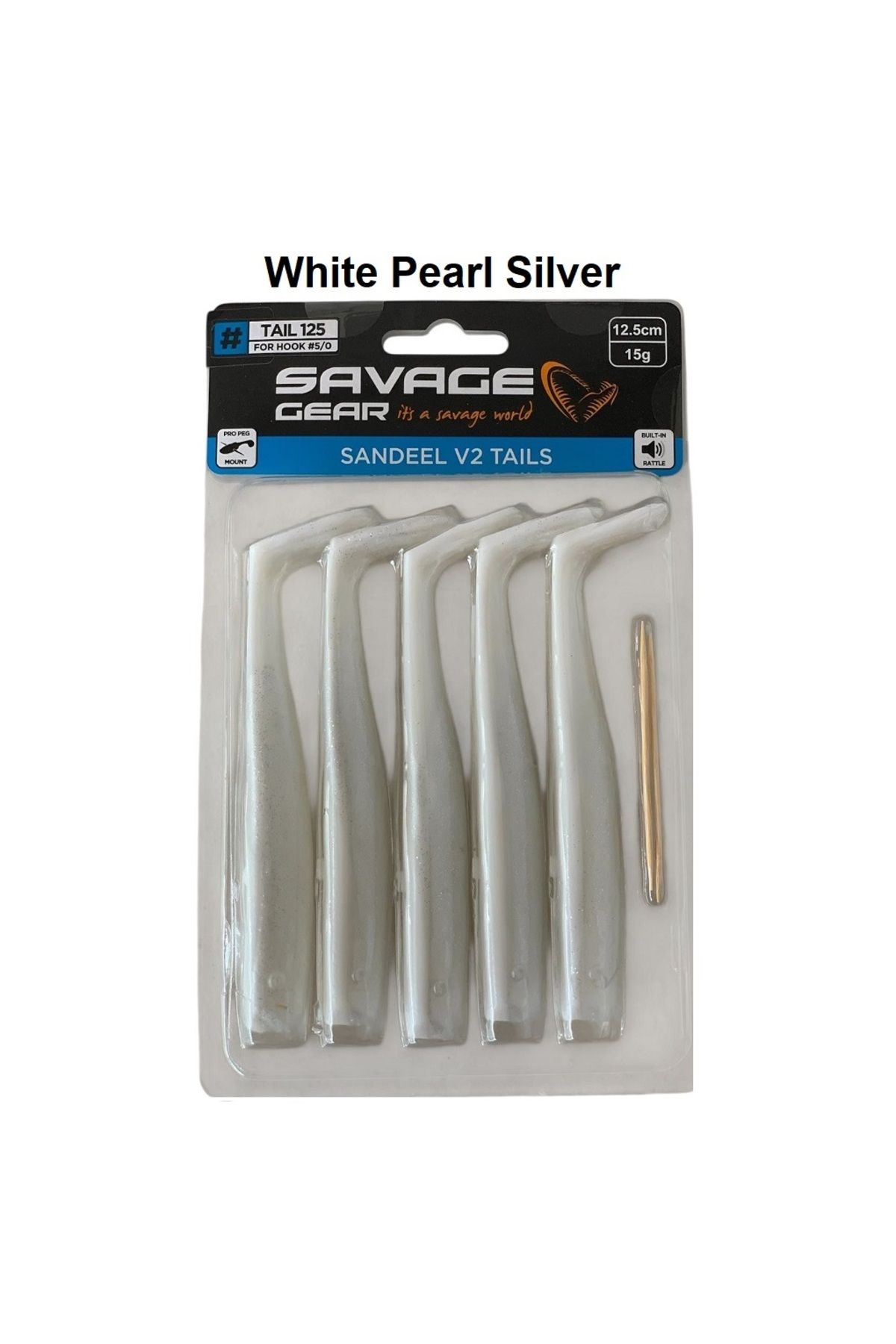 Savage Gear Sandeel V2 Tail 12.5cm 15gr (5'li Paket) İğnesiz White Pearl Silver