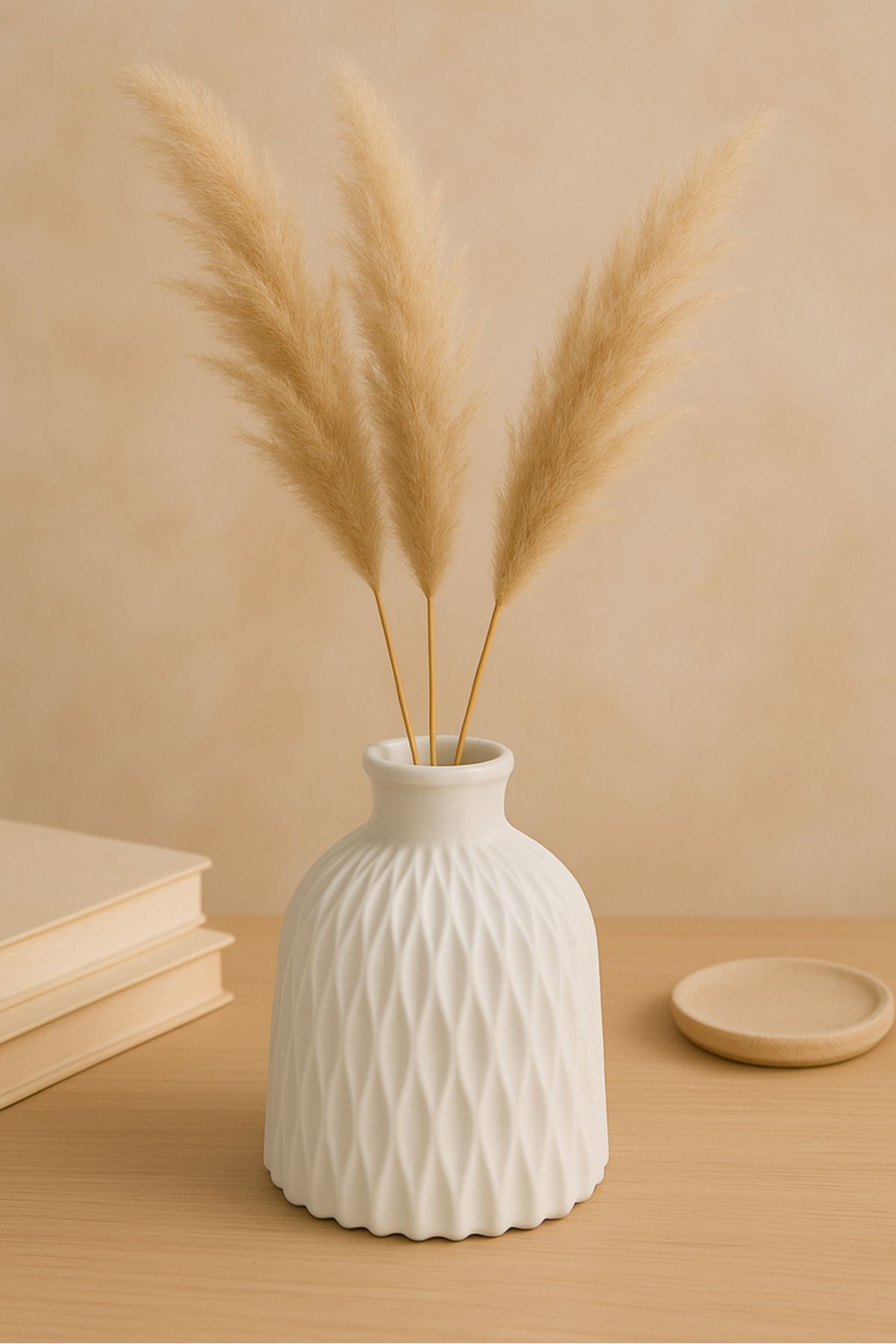 Home Dekoratif Biblo Dalga Desenli Beyaz
