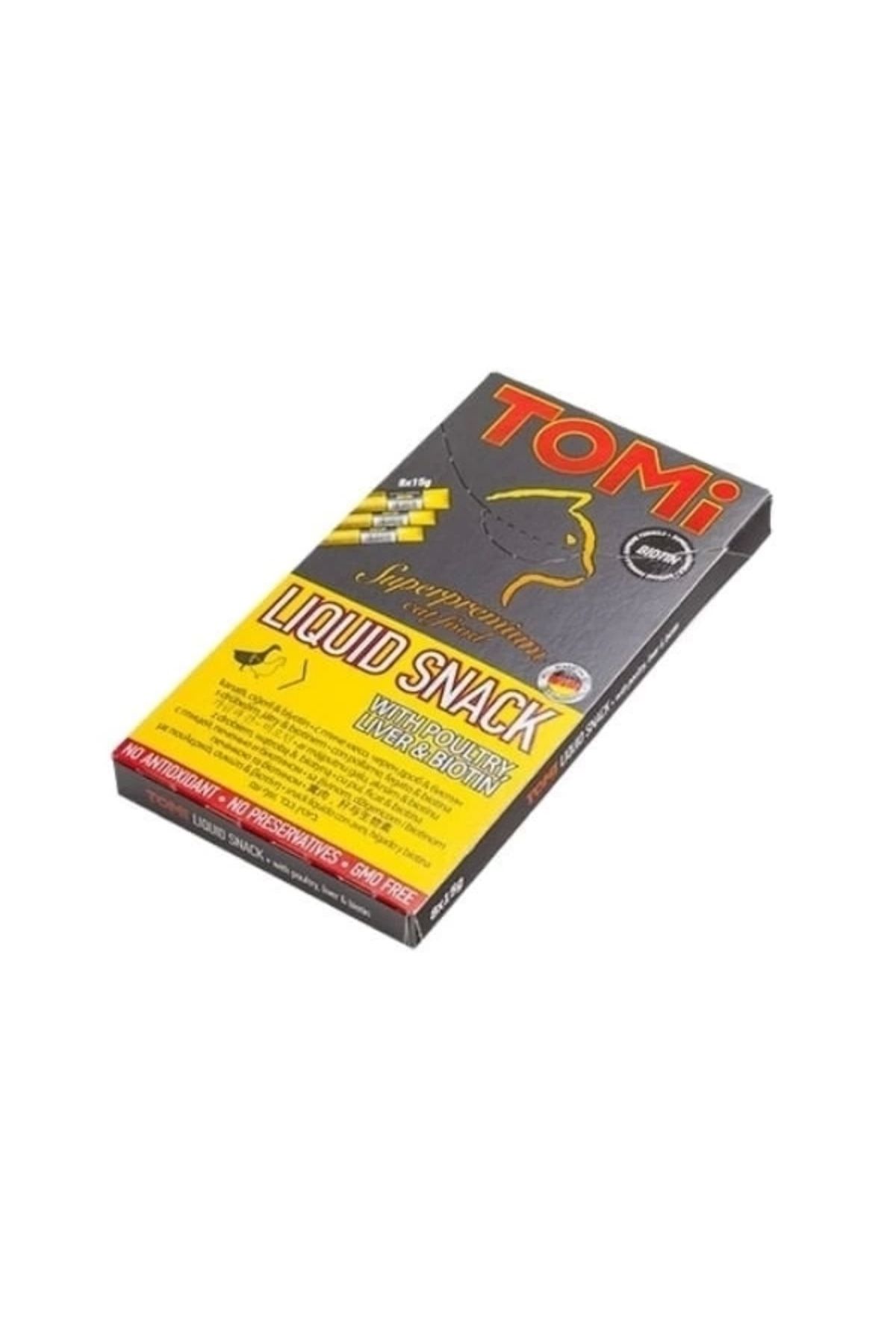 YNT İthalat Tomi Kümes Hayvanlı Ciğerli ve Biotinli Sıvı Kedi Ödül Maması 15 Gr 8 Adet