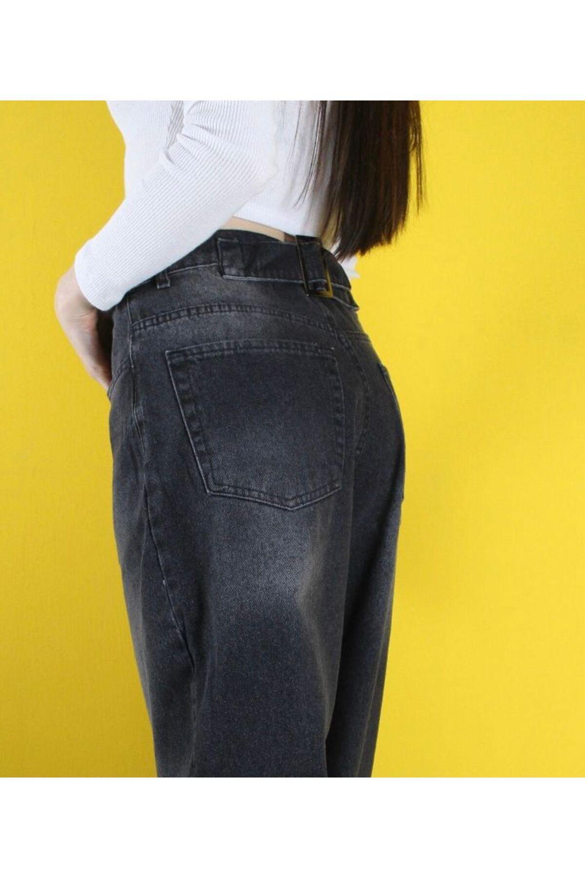St.Poll VİNTAGE YIKAMALI BEL AYARLANABİLEN TOKA DETAYLI BAGGY JEAN PANTOLON