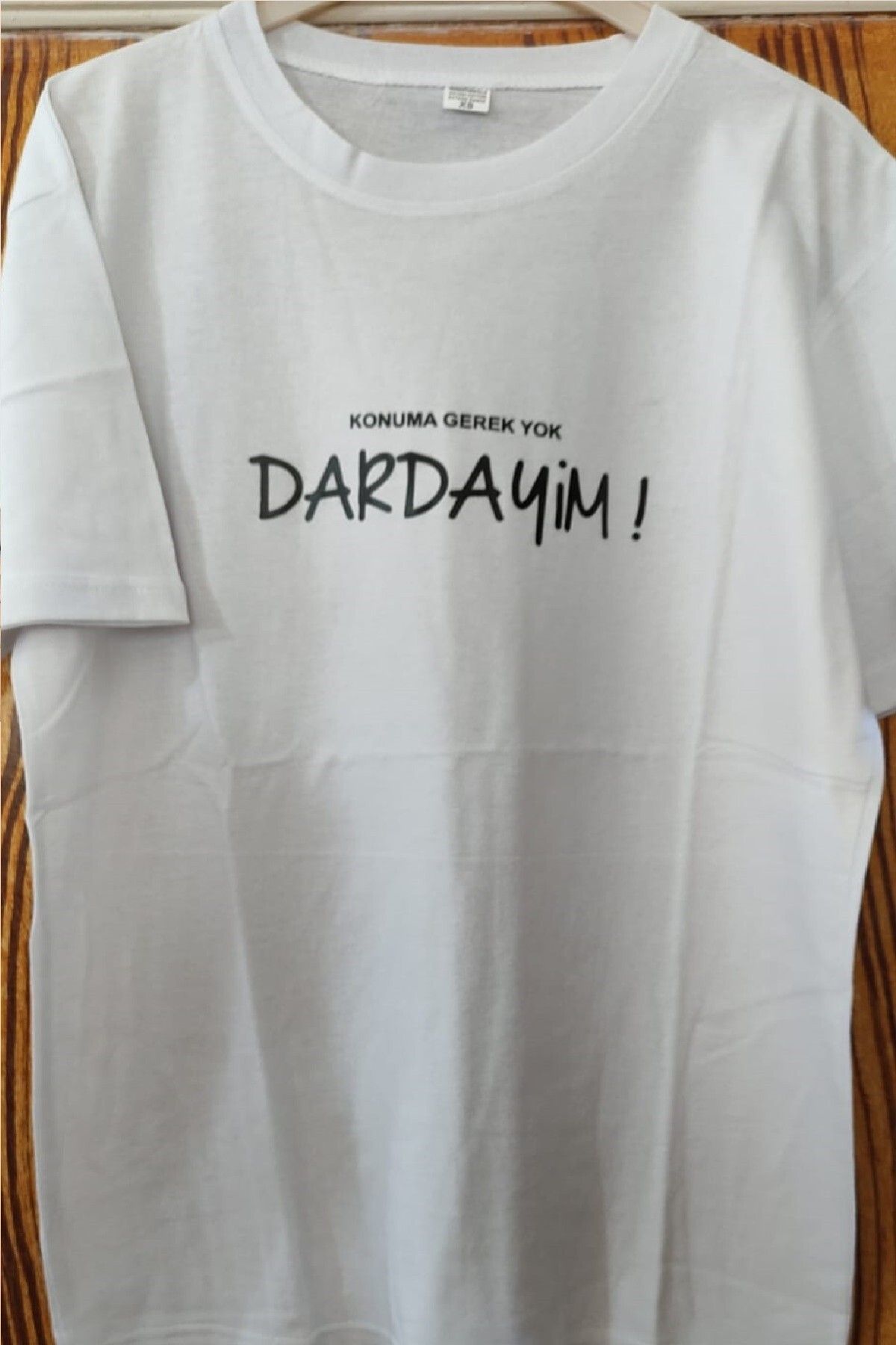 MLH STORE Konuma Gerek Yok Baskılı Pamuklu Likralı T-shirt (Siyah Yazılı Beyaz) S Beden