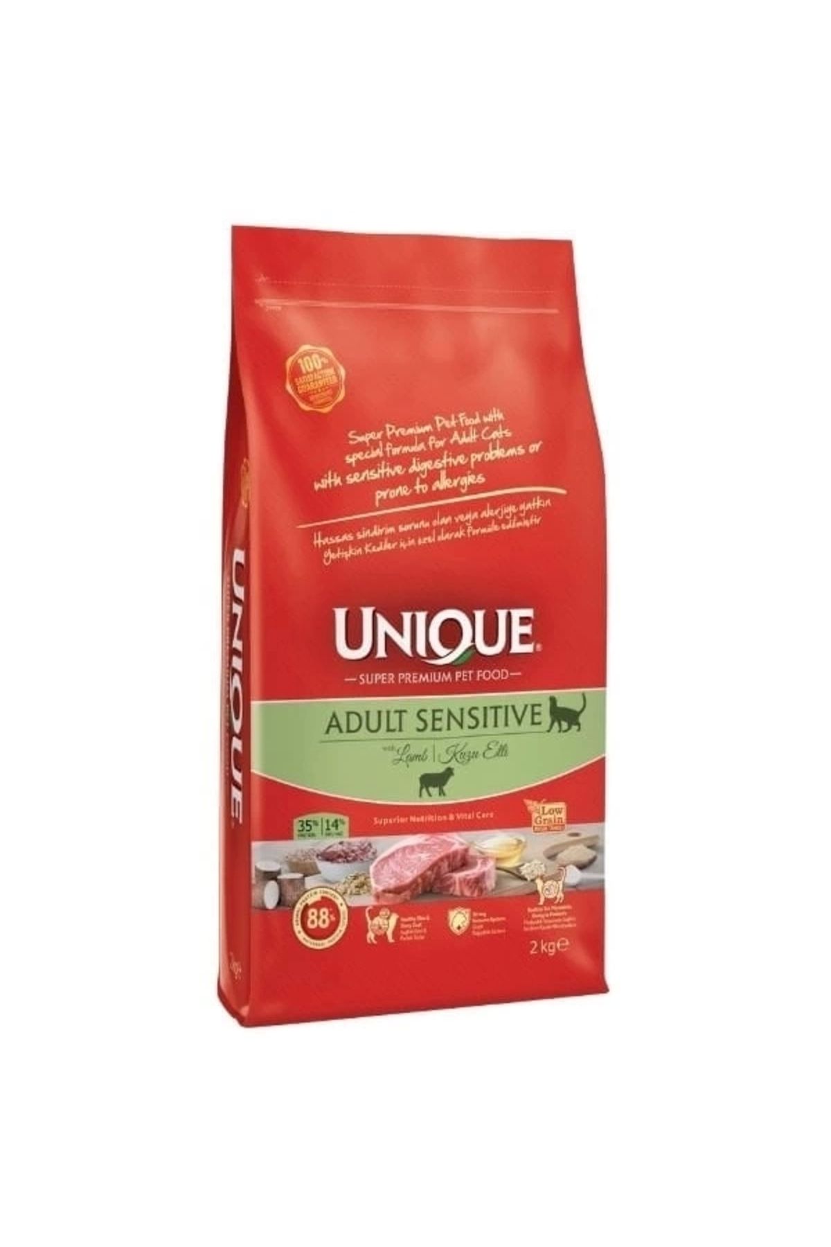 YNT İthalat Unique Sensitive Kuzulu Hassas Sindirim Sistemi için Düşük Tahıllı Yetişkin Kedi Maması 2 Kg