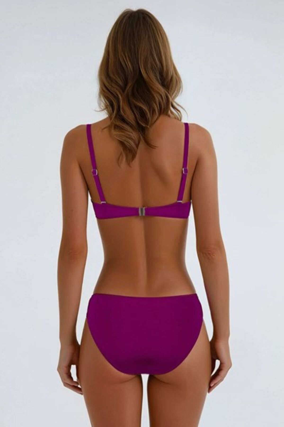 Kom-Edrev Solid Color Collecting Triangle Bikini Set with Removable Cap 4