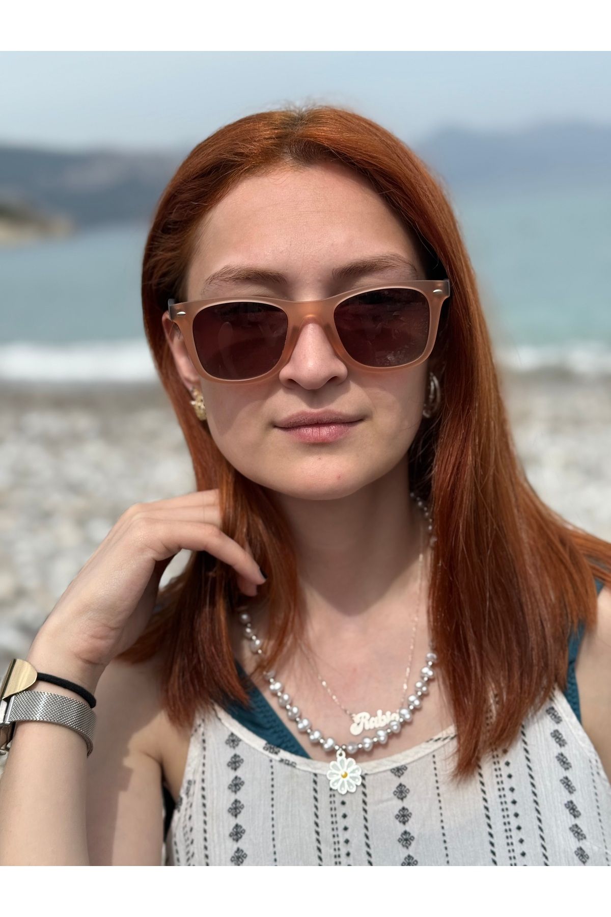 Ferrucci Şeffaf Bronz Mat Kare Çerçeveli Kahverengi Camlı Marka Model Unisex Güneş Gözlüğü