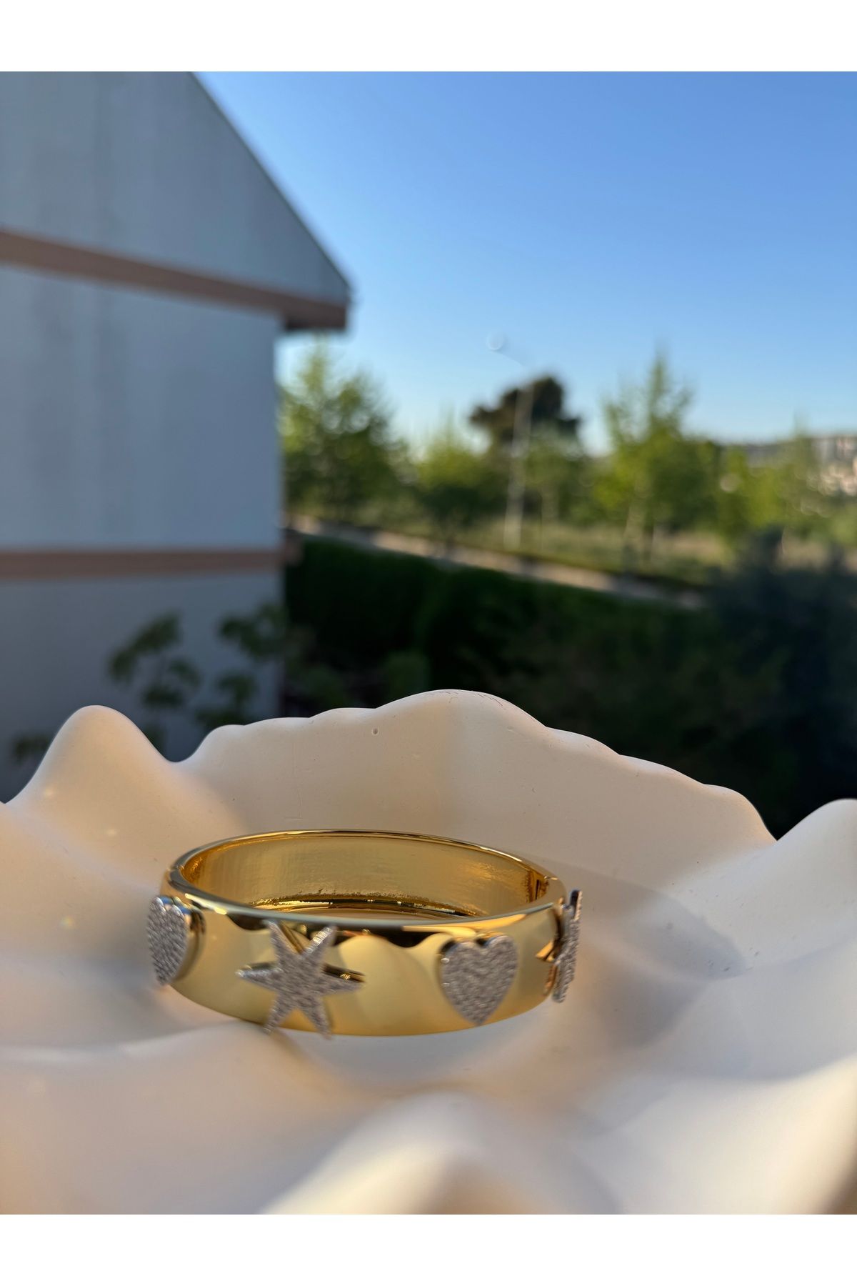 RONİ Desenli Gold Çelik Kelepçe