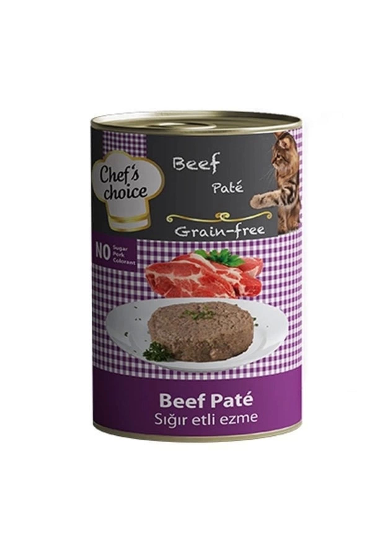 YNT İthalat Chefs Choice Kıyılmış Sığır Etli Yetişkin Konserve Kedi Maması 400 Gr