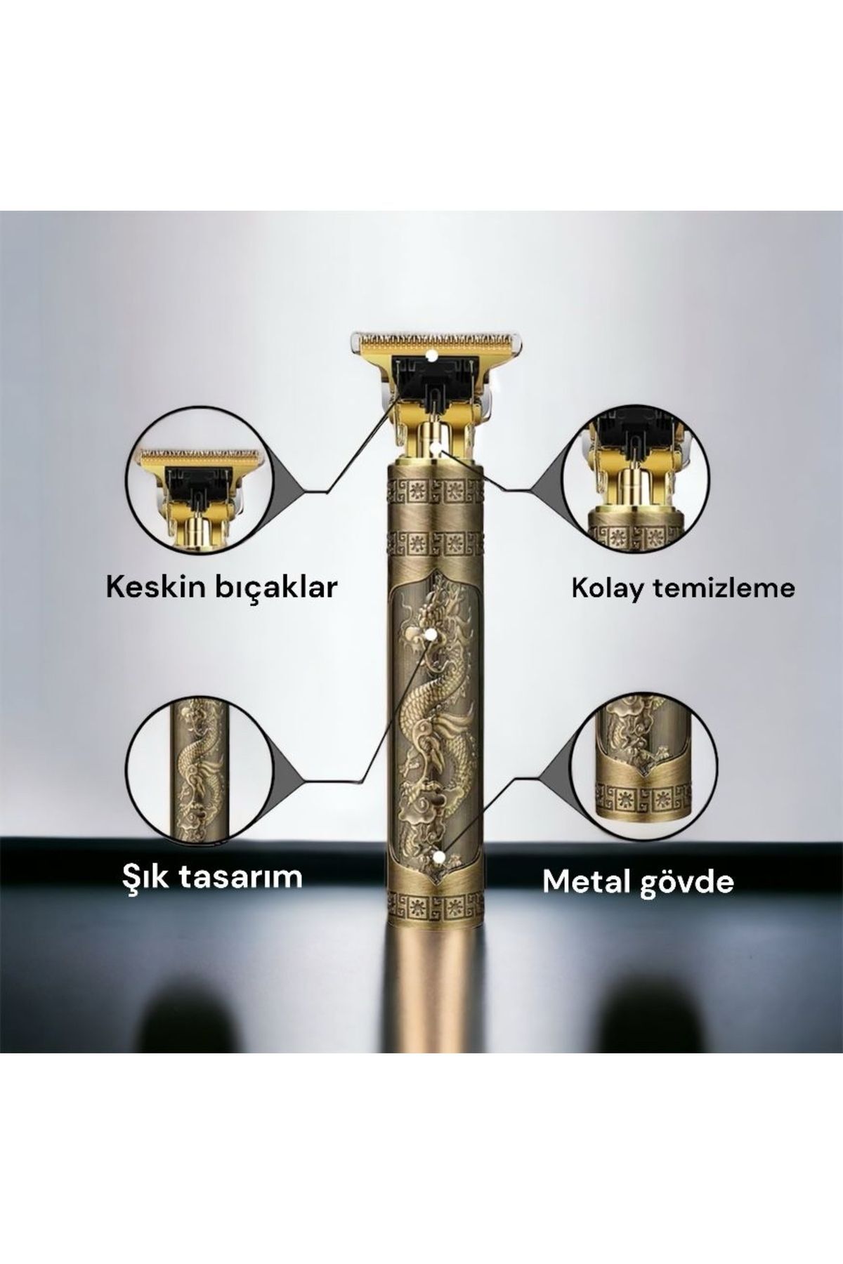 teknotrust Altın renginde desenli cizik tıraş Makinesi