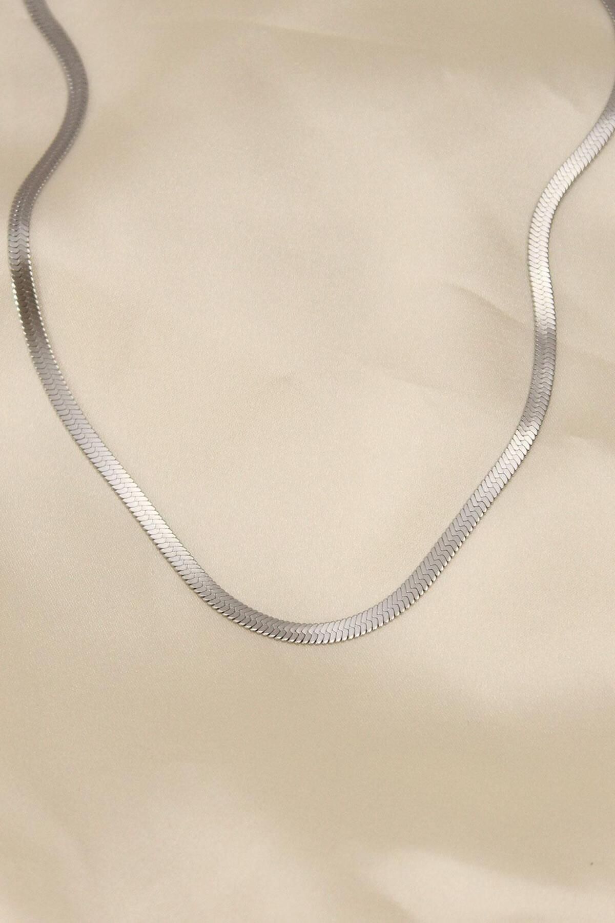 Cubmedikal 316L Çelik Silver Renk 45 cm İtalyan Zincir Model Kadın Kolye