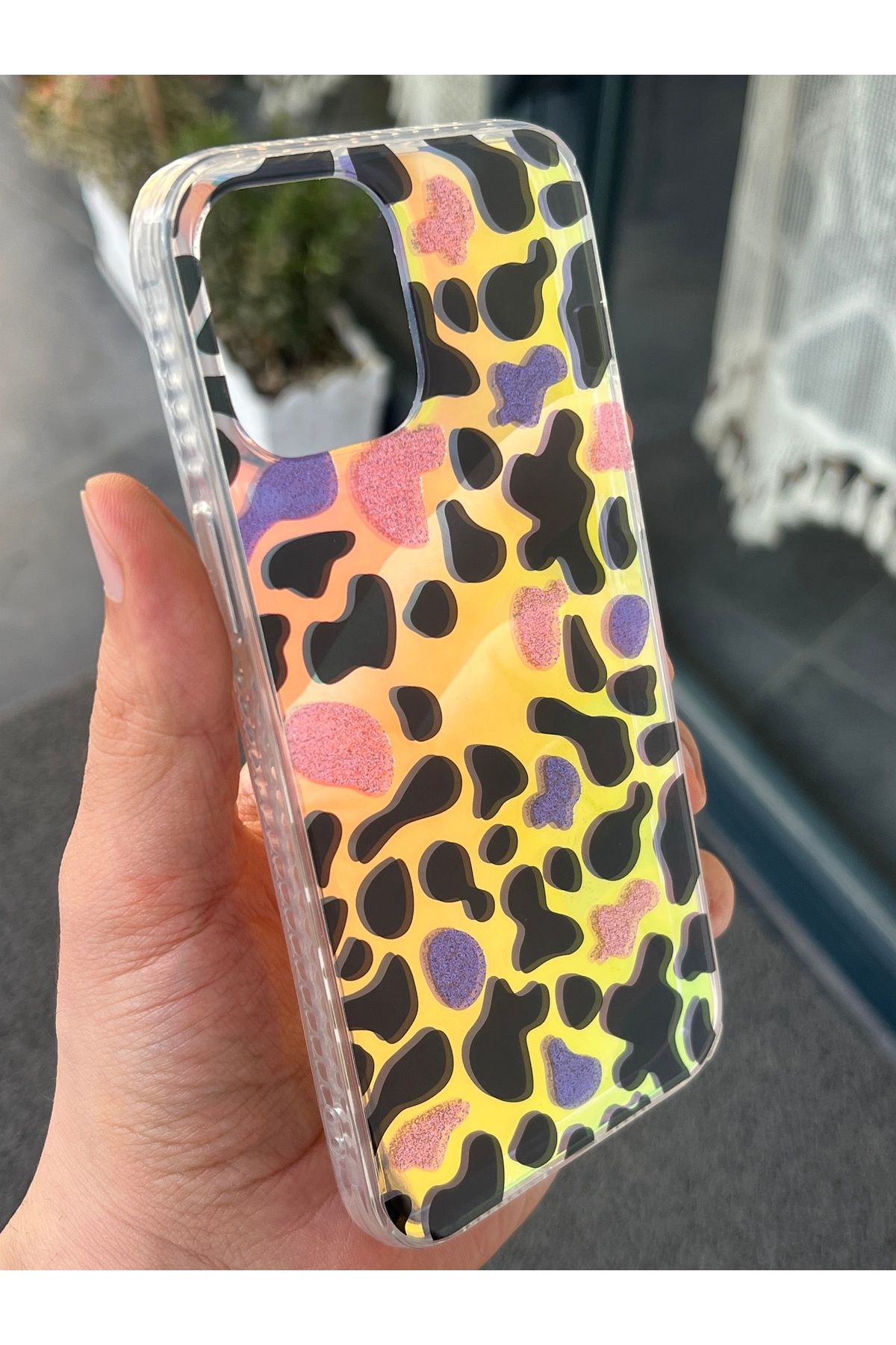 EDELFU iPhone 12 PRO MAX [6.7 inç] Uyumlu Hologram Leopar Desenli Kılıf – Parlak & Koruyucu