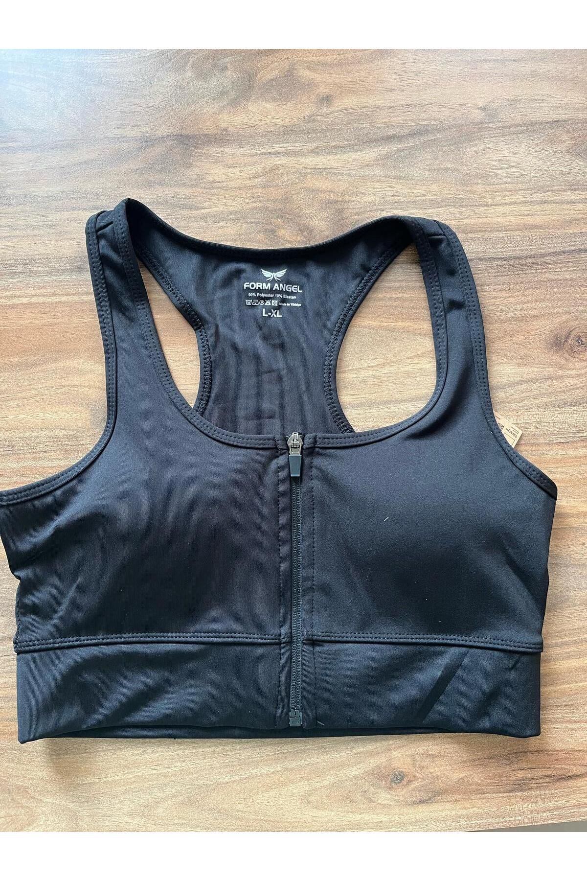 hakkoymaz Kalın Askılı Fermuarlı Spor Büstiyer - Sports Bra / Crop Destekli Çıkarılabilir Pedli Spor Sütyeni