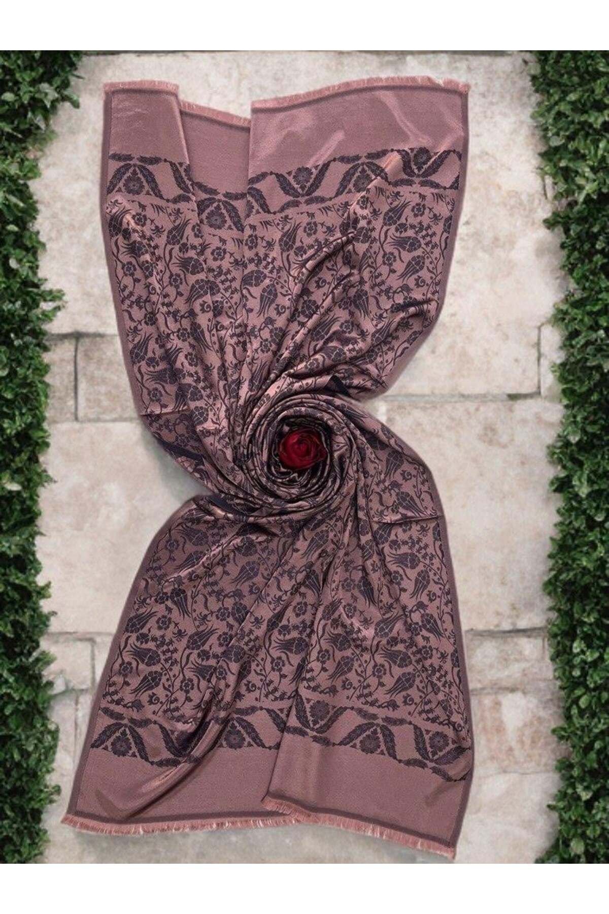 ECHARMBUTIK Gülkurusu Lale Desen Kadın Şal