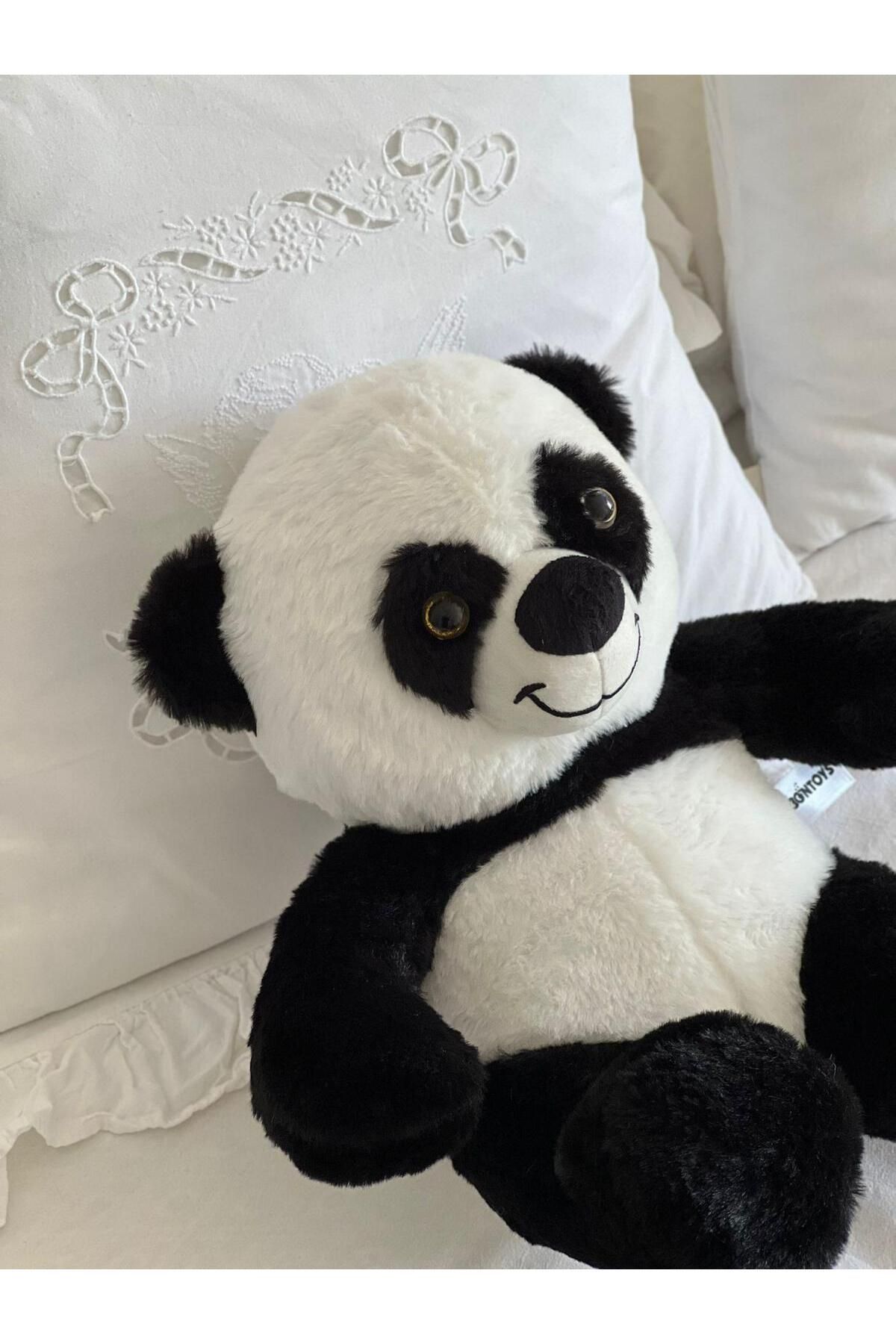 MR.Frenks Çocuk Sevimli Panda Oyun&Uyku Arkadaşı Peluş Yastık Siyah Beyaz 35 cm