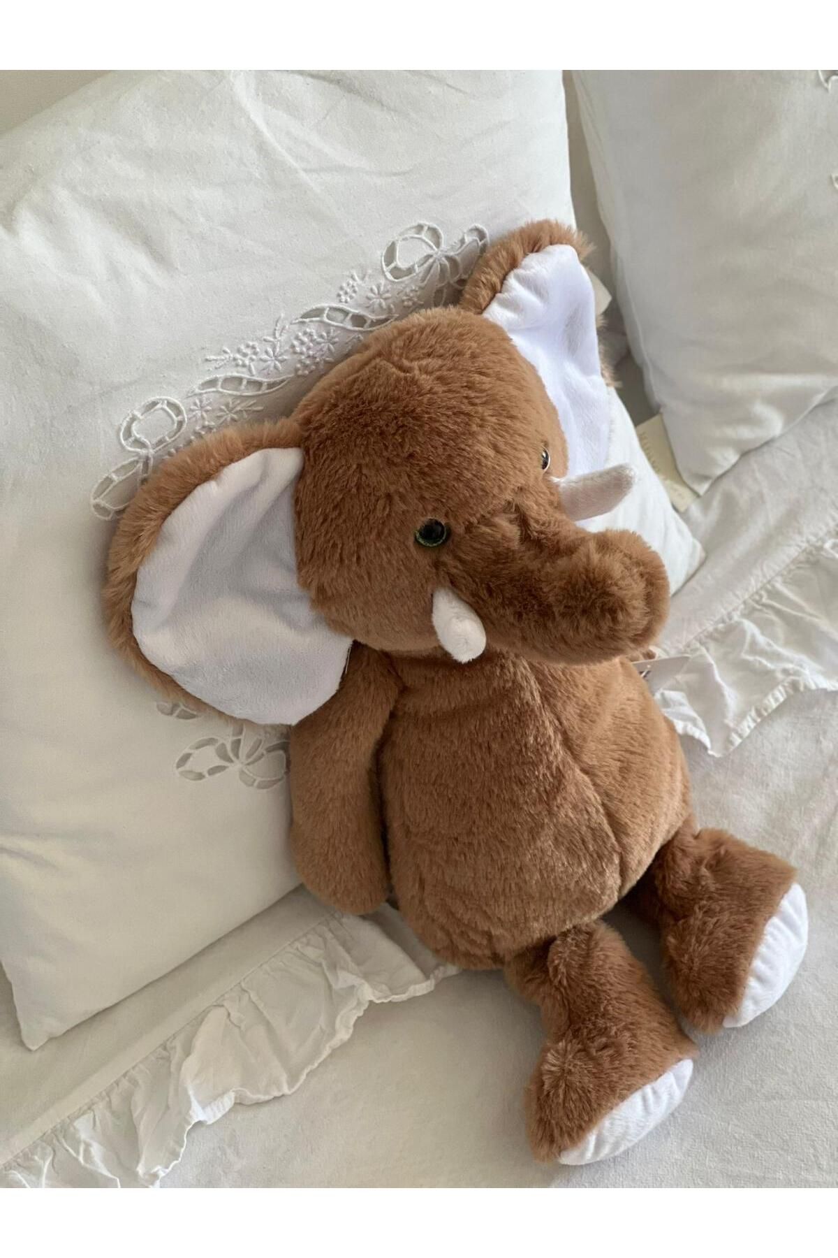 MR.Frenks Çocuk Sevimli FİL Oyun&Uyku Arkadaşı Peluş Yastık Kahverengi 35 cm