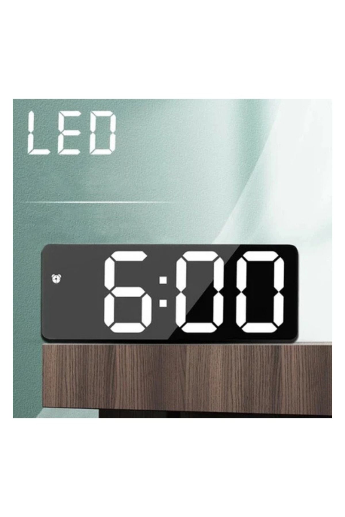 World of the world Aynalı LED Dijital Masa Saati Termometre Alarm Takvimli