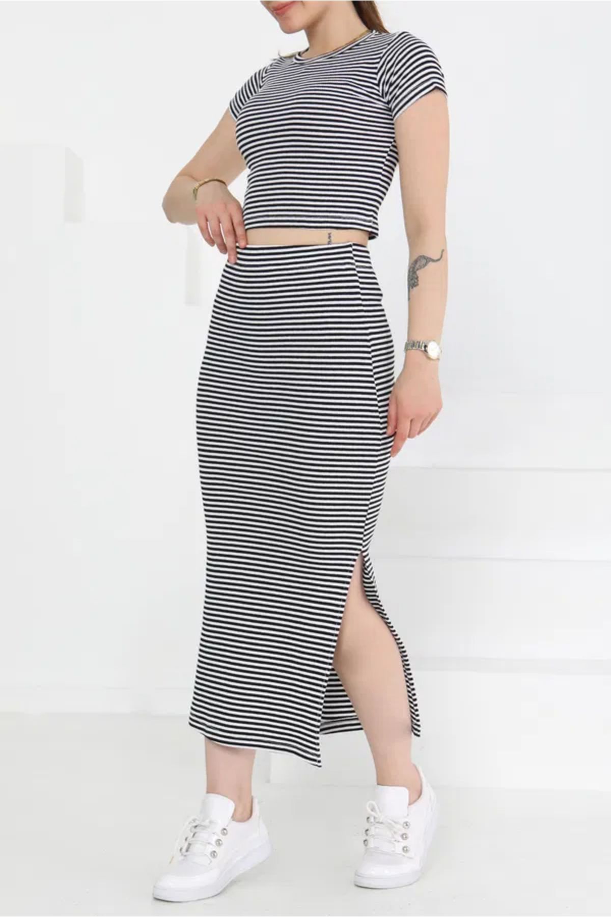 Butik Kısa Kollu Çizgili İkili Takım