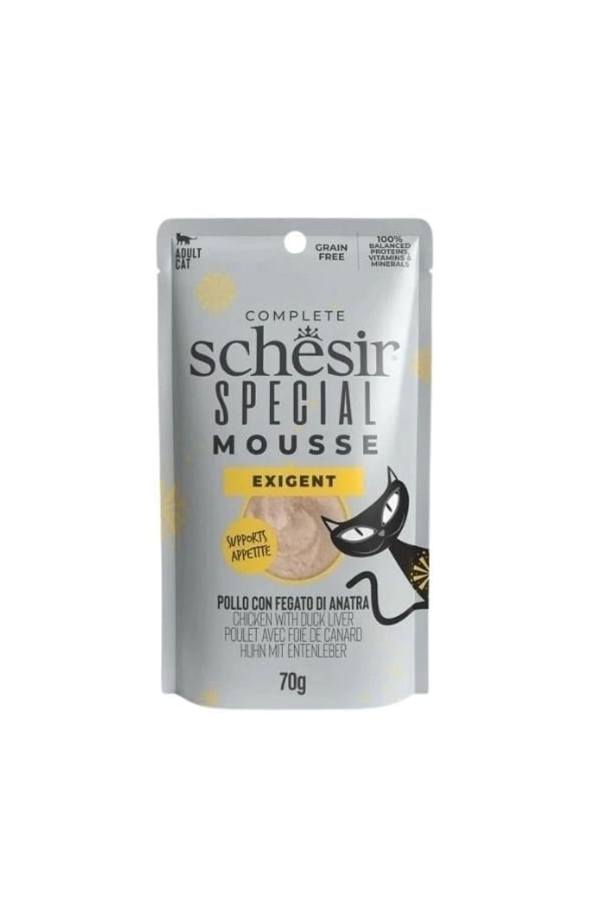 YNT İthalat Schesir Special Mousse Tavuklu ve Ördek Ciğerli Pouch Yetişkin Konserve Kedi Maması 70 Gr