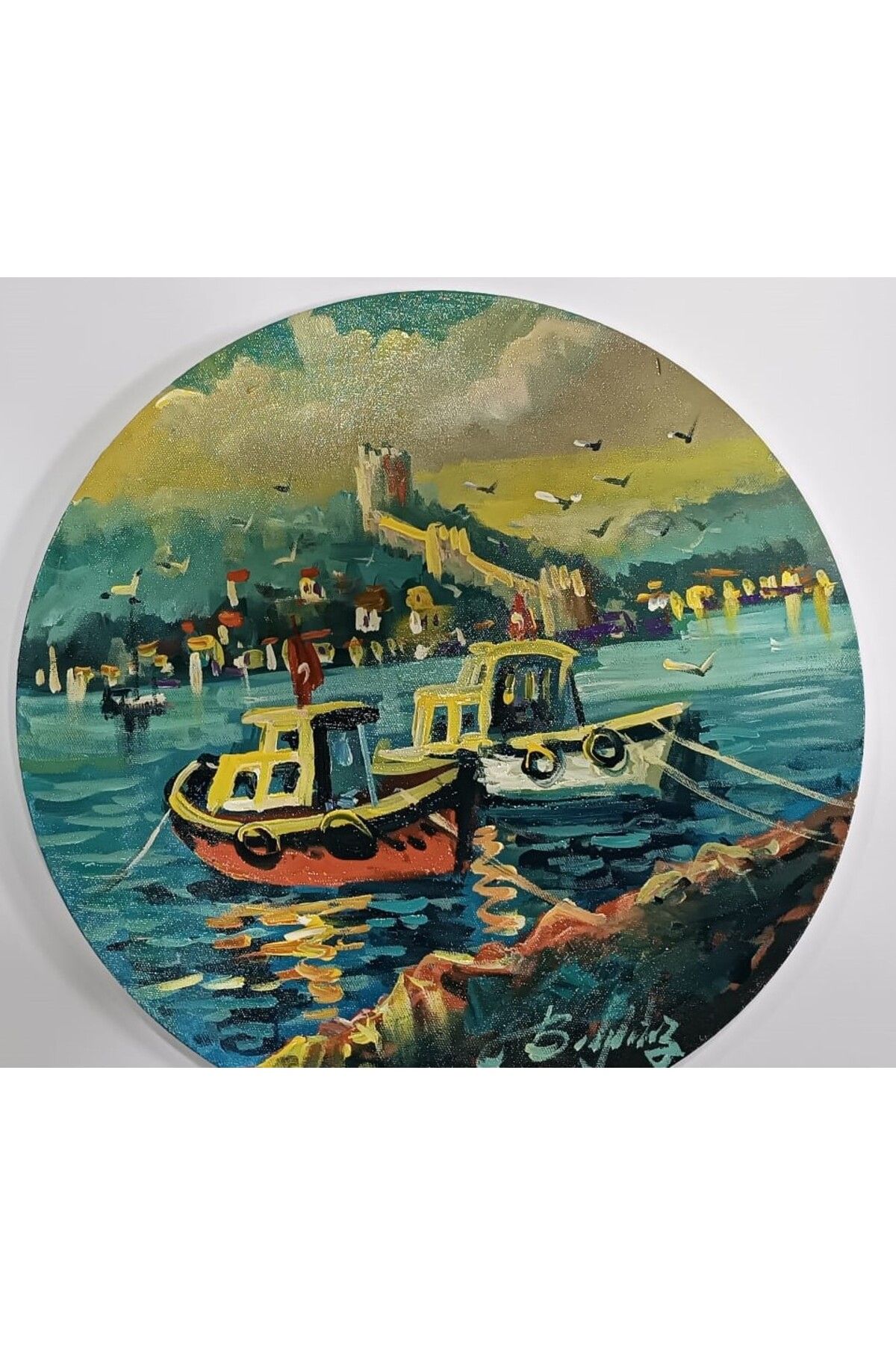 Yıldırım Kırtasiye 45cm resimli tablo yuvarlak manzaralı