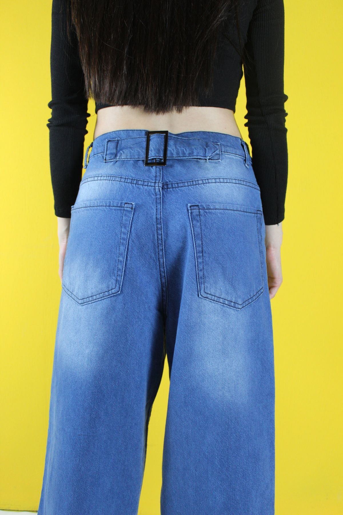 St.Poll VİNTAGE YIKAMALI BEL AYARLANABİLEN TOKA DETAYLI BAGGY JEAN PANTOLON