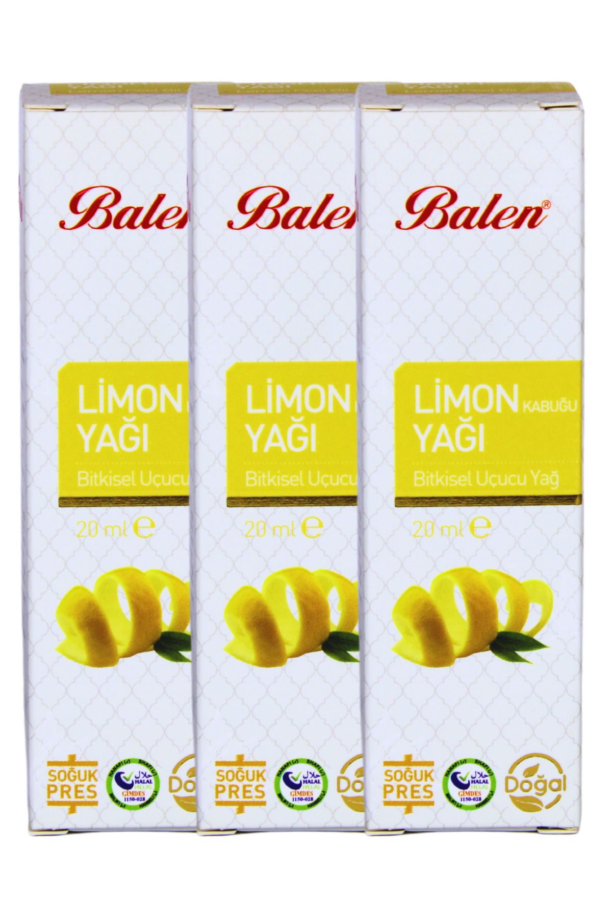 GÜLCE LOKMAN HEKİM AKTAR BALEN LİMON KABUĞU YAĞI 3 X 20ML (SOĞUK PRES)