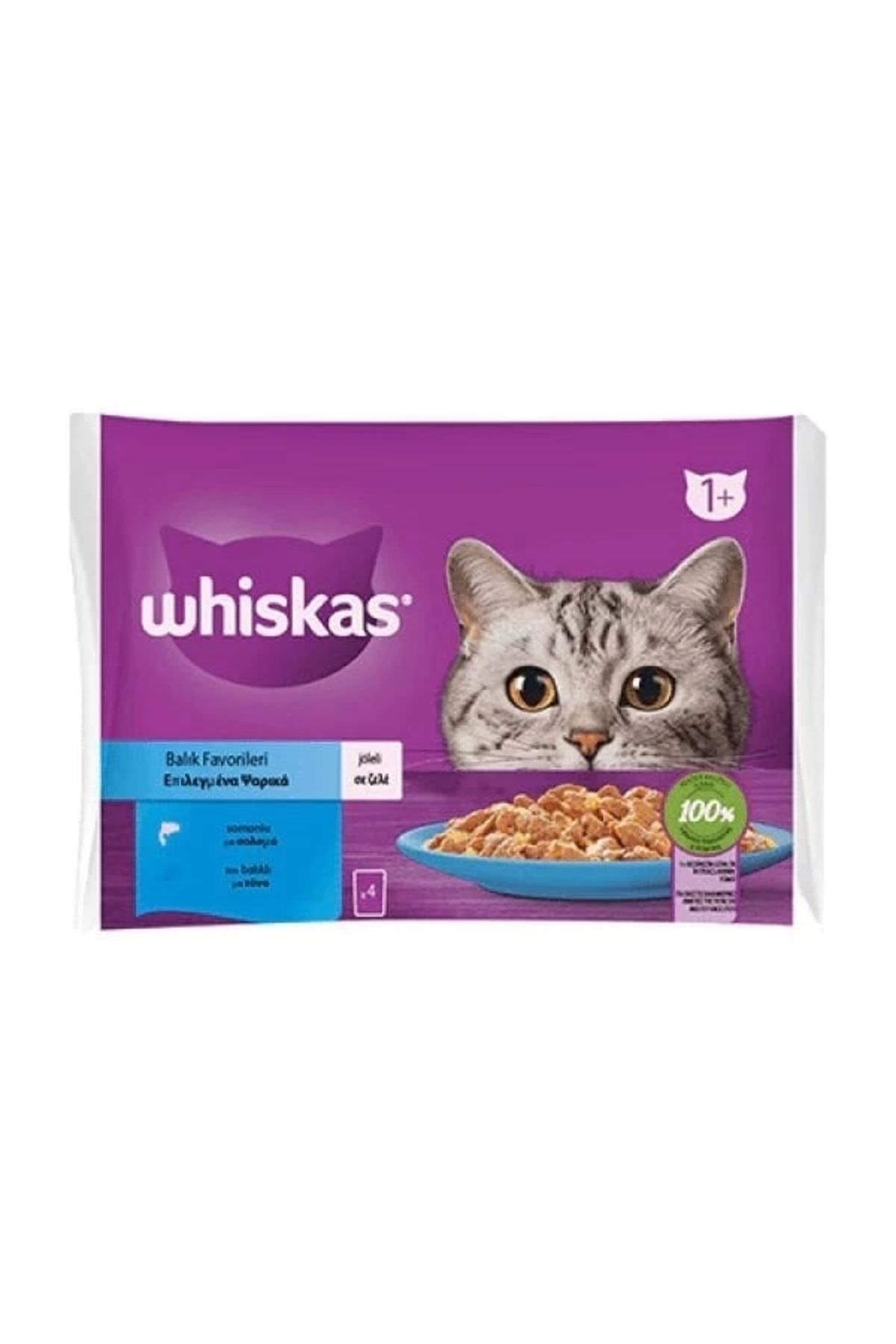 YNT İthalat Whiskas Pouch Pure Delight Jöle İçerisinde Ton Balıklı ve Somonlu Yetişkin Konserve Kedi Maması 4 Ad
