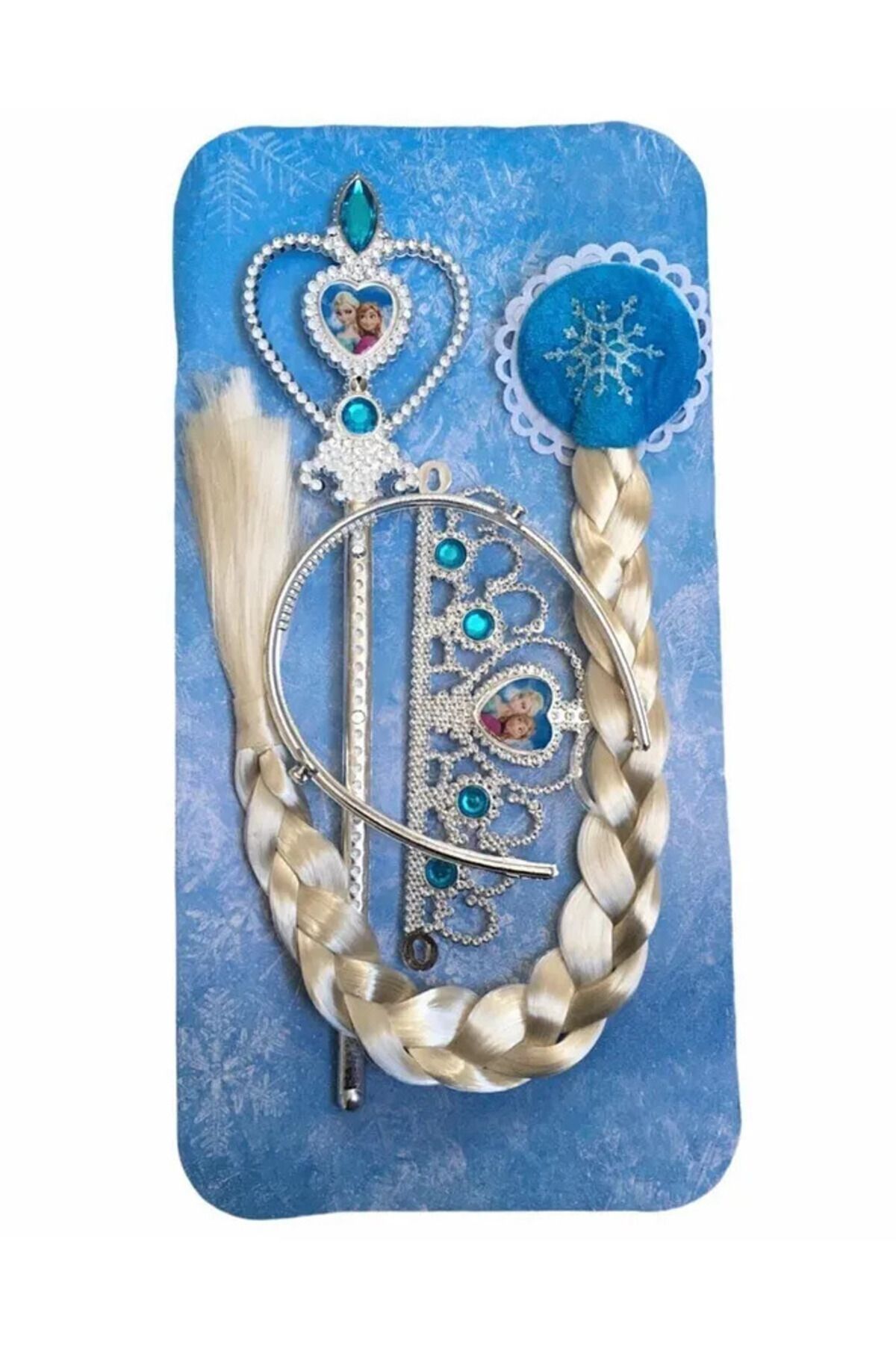FOKUL Frozen Elsa Karlar Ülkesi Karlar Kraliçesi Örgü Taç Saç Asa Seti
