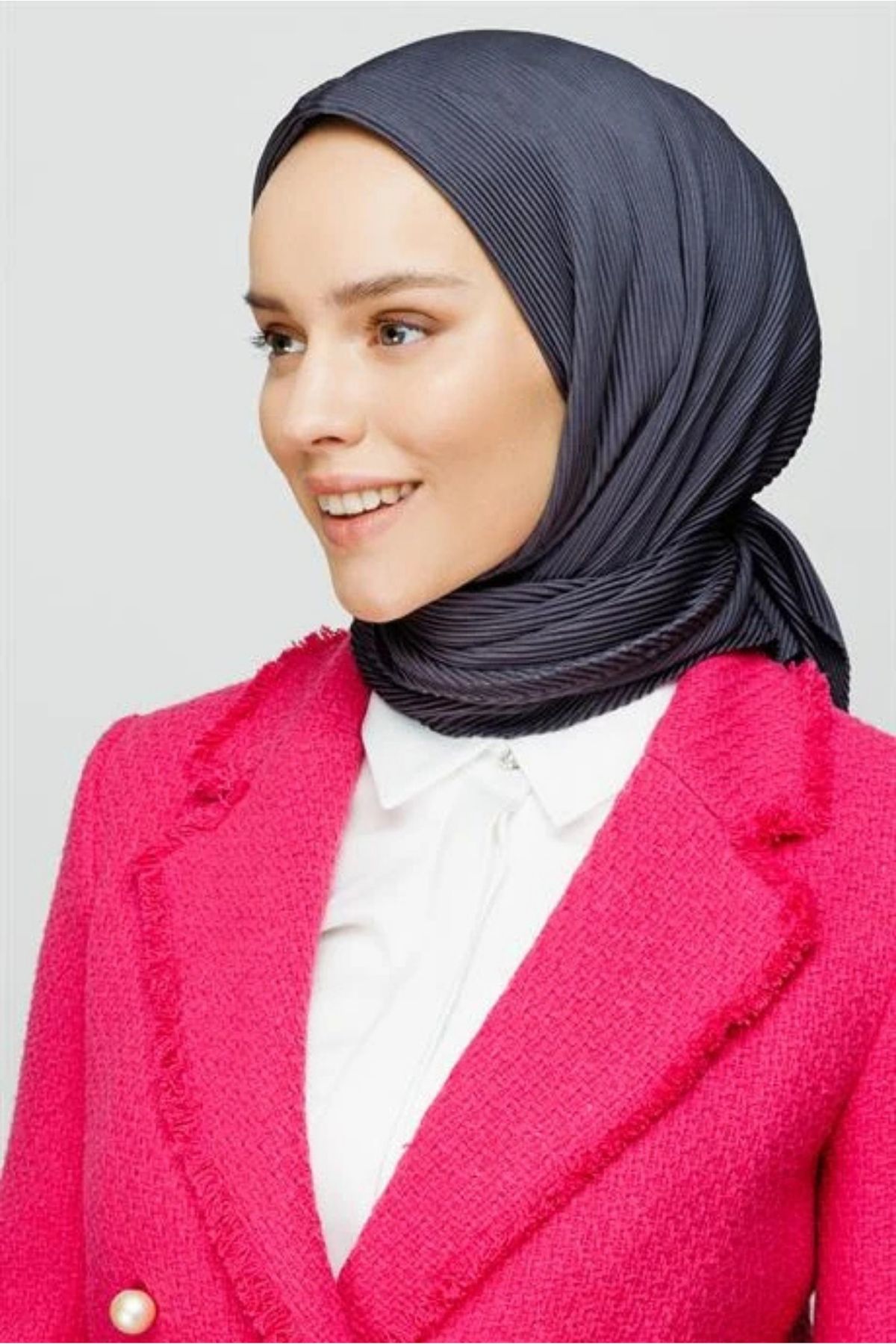 MENESSA Düz Piliseli Eşarp Füme