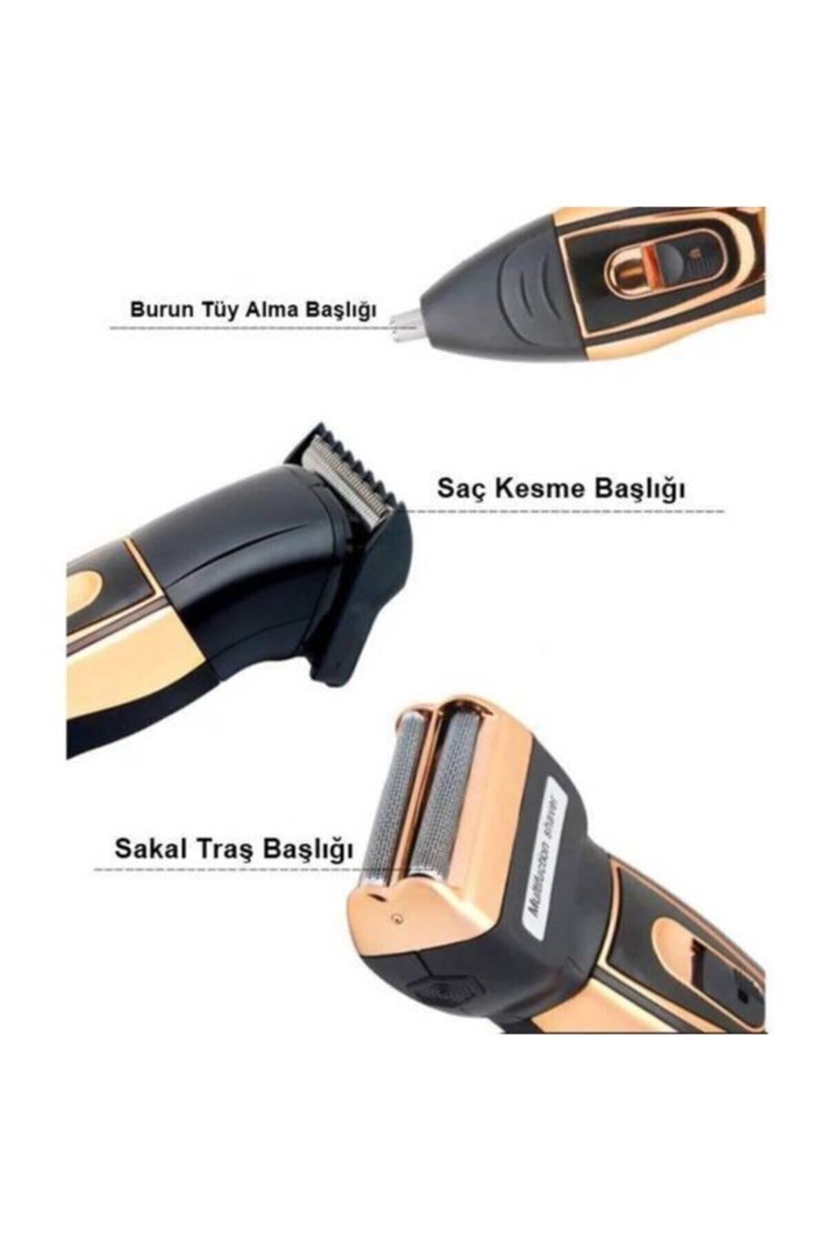 teknotrust 3'lü Set Saç Sakal Kesme Traş Makinesi Burun Kılı Alma 3 In1 Pro Model Erkek Bakım Seti