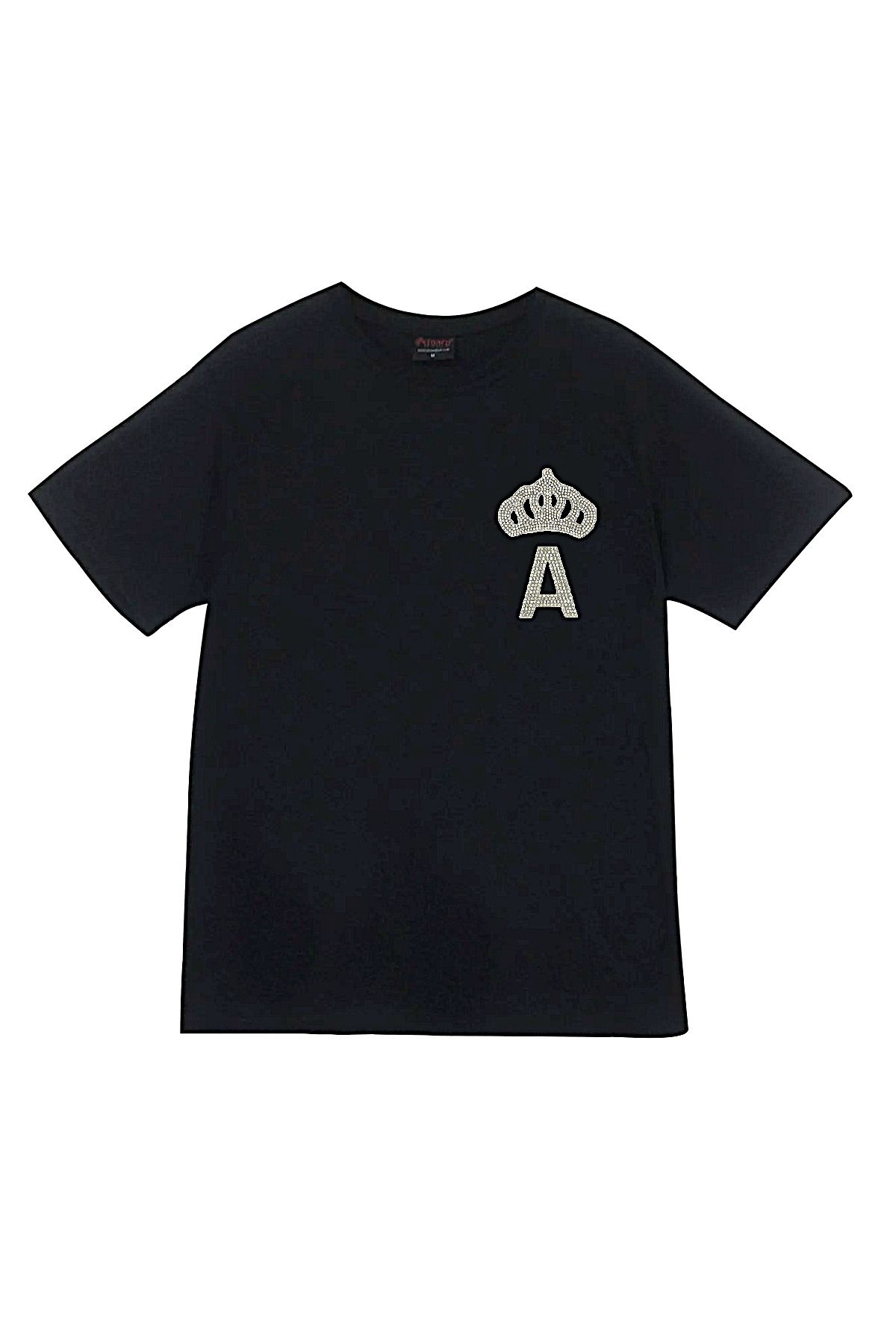 G1CR KRALİÇE TACI- Kristal Taşlı - Harfli - İsimli - Kişiye Özel - Siyah 1.Kalite T-Shirt/En Güzel Hediye