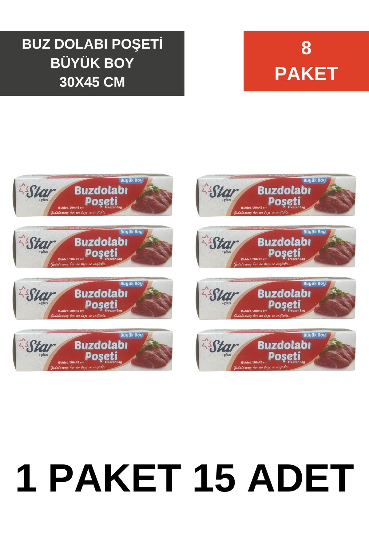 Lider Büyük Boy Buzdolabı Poşeti 15'li 8 Paket