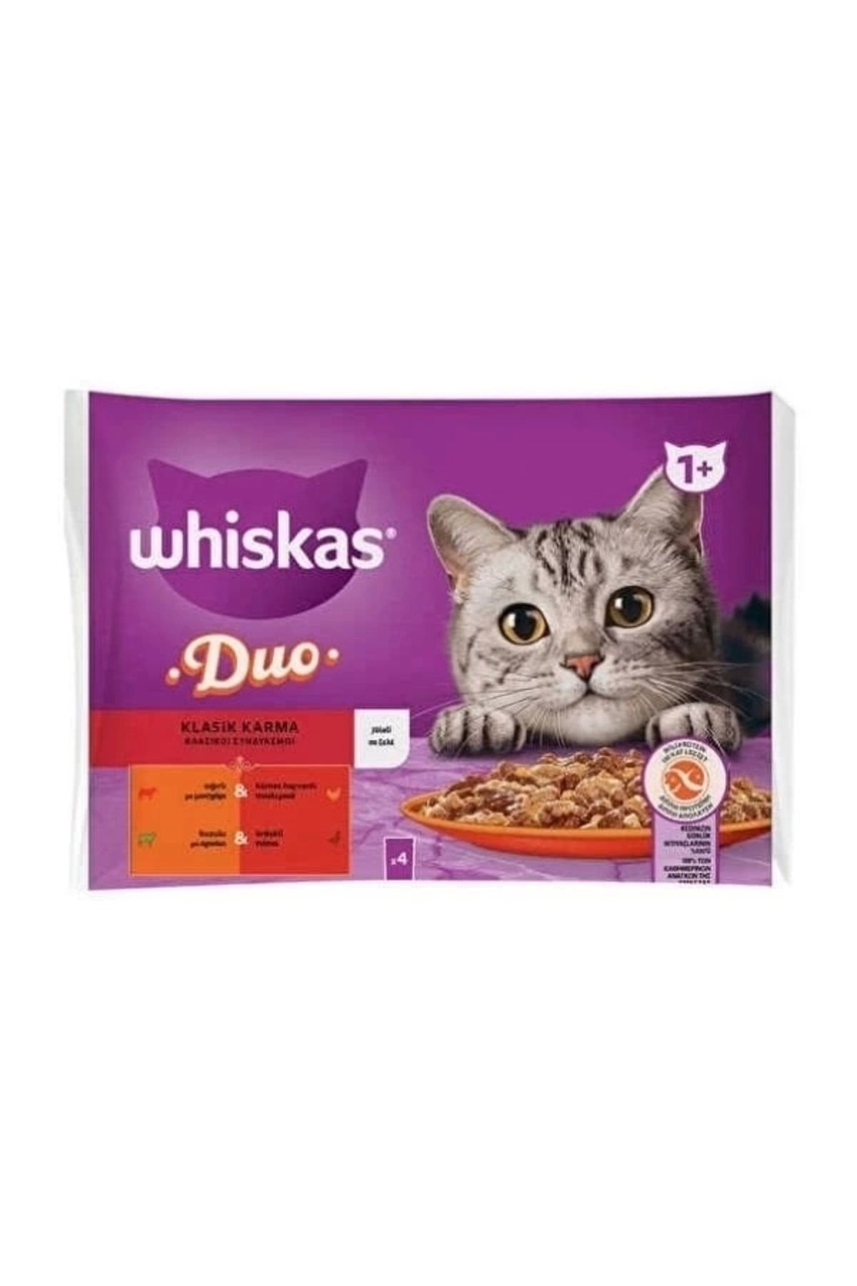 YNT İthalat Whiskas Duo Klasik Karma Lezzetler Pouch Yetişkin Konserve Kedi Maması 4 Adet 85 Gr