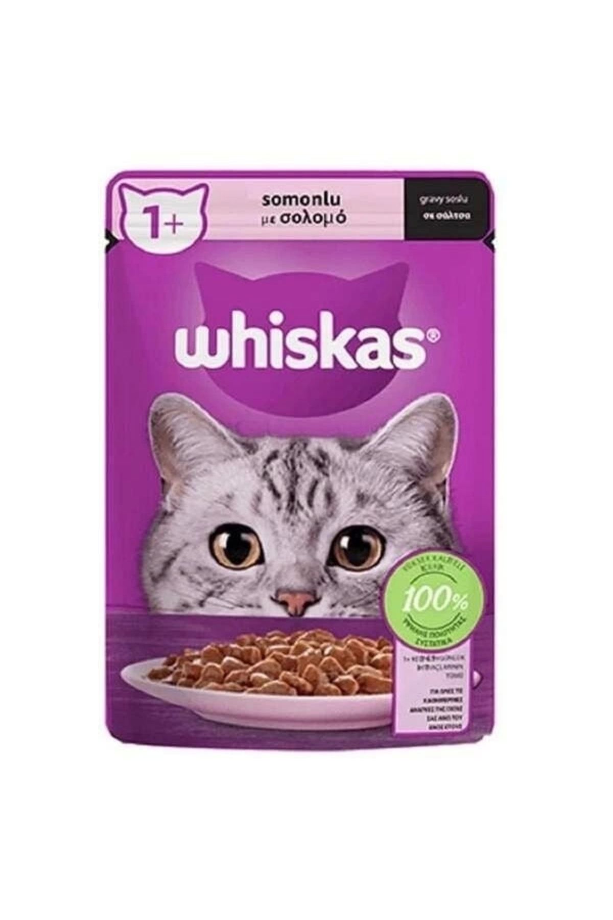 YNT İthalat Whiskas Pouch Sos İçerisinde Somonlu Yetişkin Konserve Kedi Maması 85 Gr