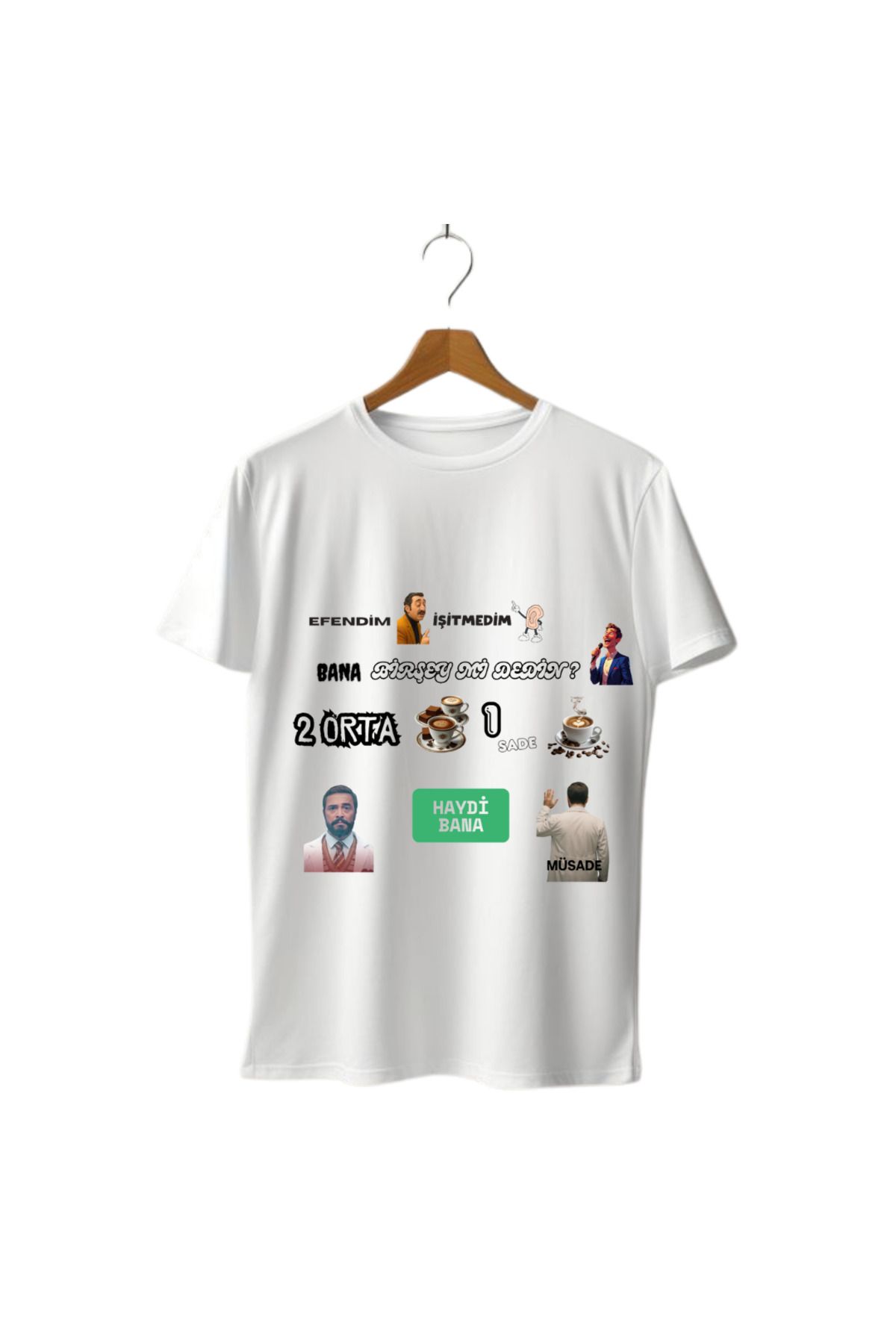MECH BUTİK Efendim İşitmedim Yazılı Espirili Beyaz Unisex Kadın/Erkek Tişört