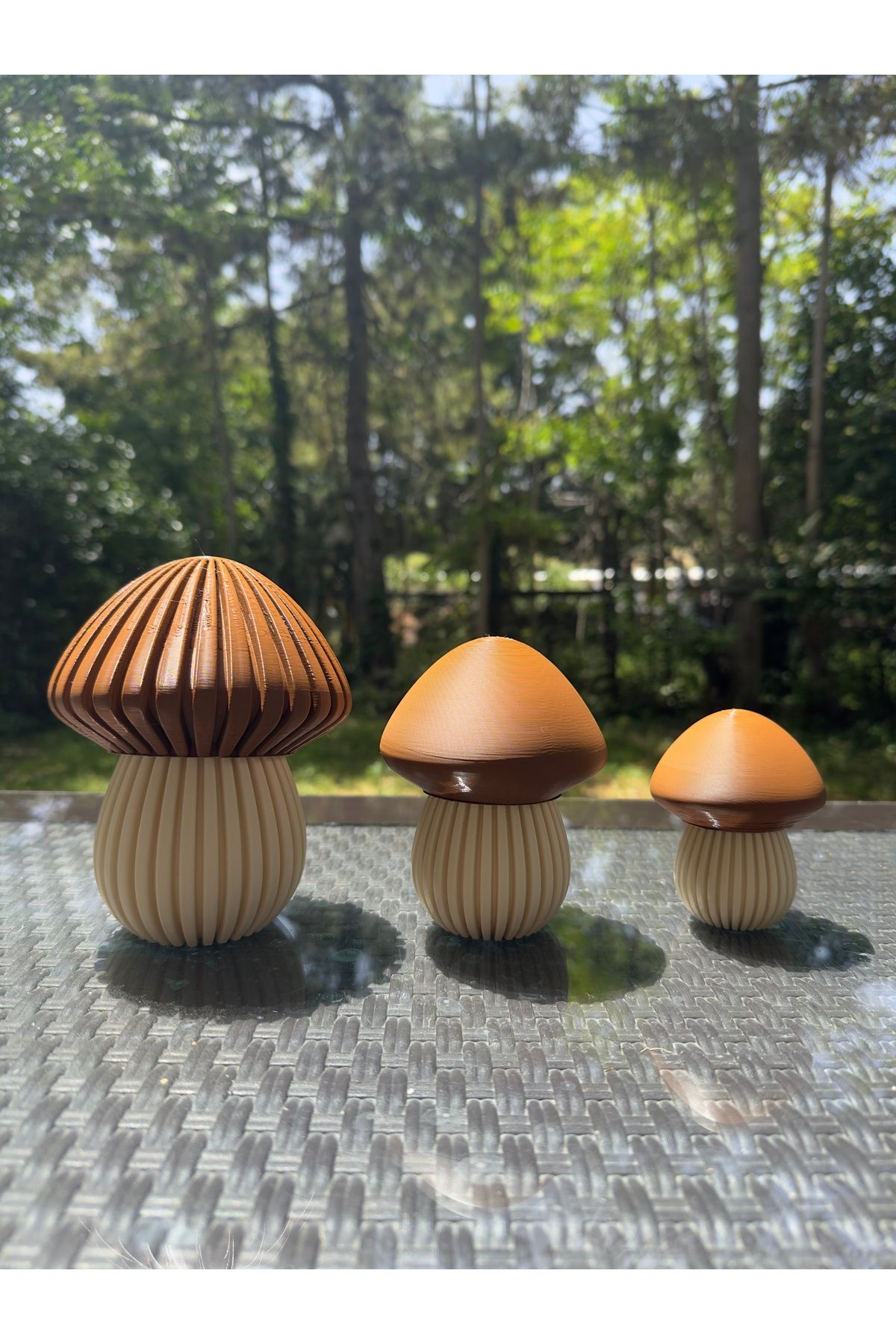 3BStudio 3'lü Dekoratif Mantar Tealight Biblo Set