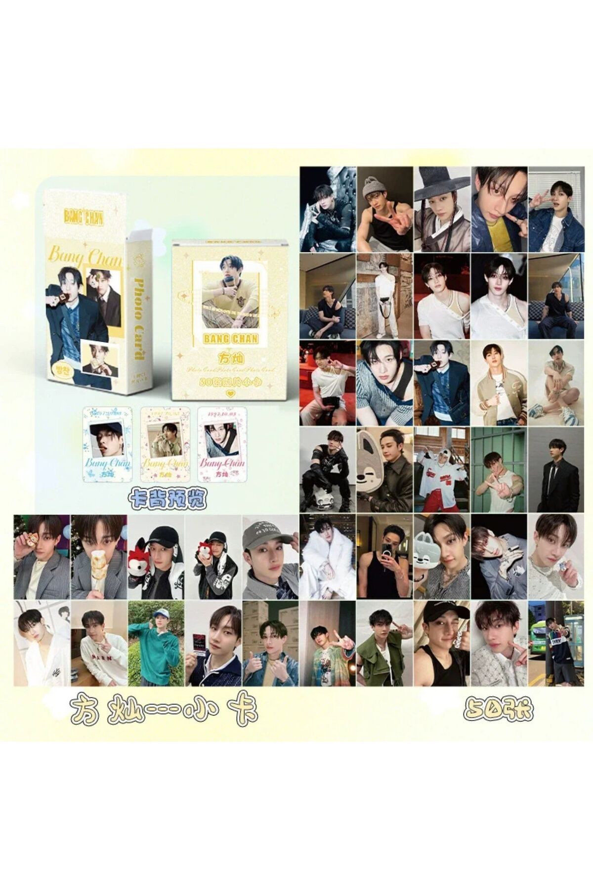 Kpop Dünyasi STRAY KIDS '' Bangchan '' Çift Yön Baskılı Hologramlı/Lomo Card Seti