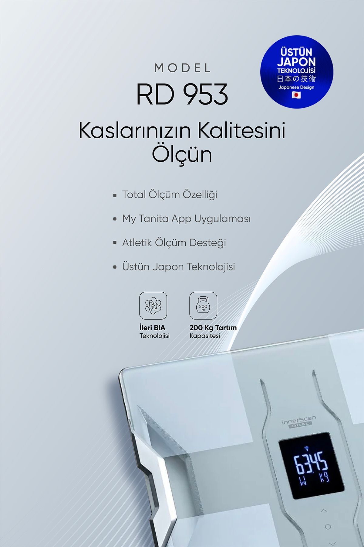 teknotrust Rd 953 White Bluetooth Aile Vücut Analiz Tartısı Yağ, Sıvı, Kas, Kemik Ölçer | Akıllı Dijital Tartı