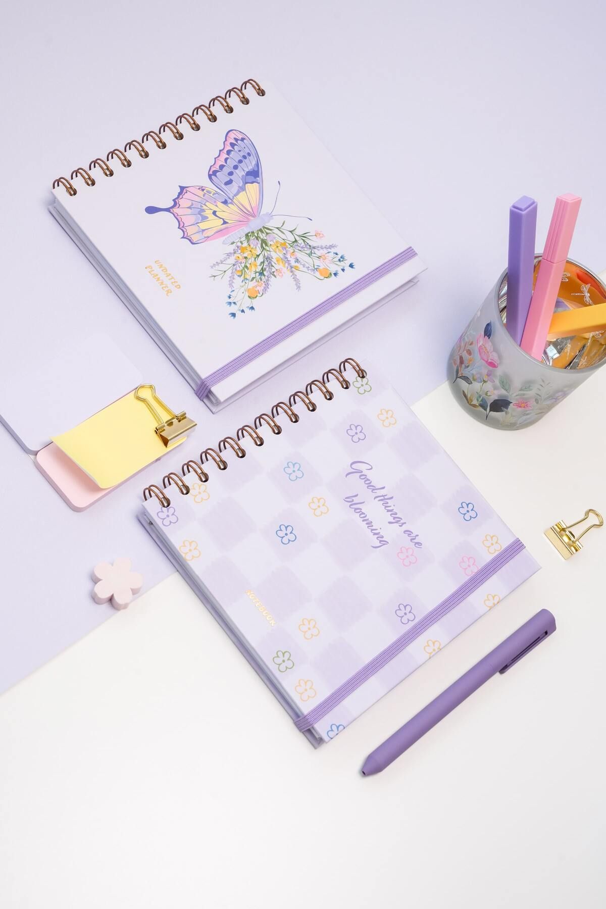 Matt Notebook 15x15 cm Kare 2'li Set Spiralli Süresiz Planlayıcı Ajanda ve Defter