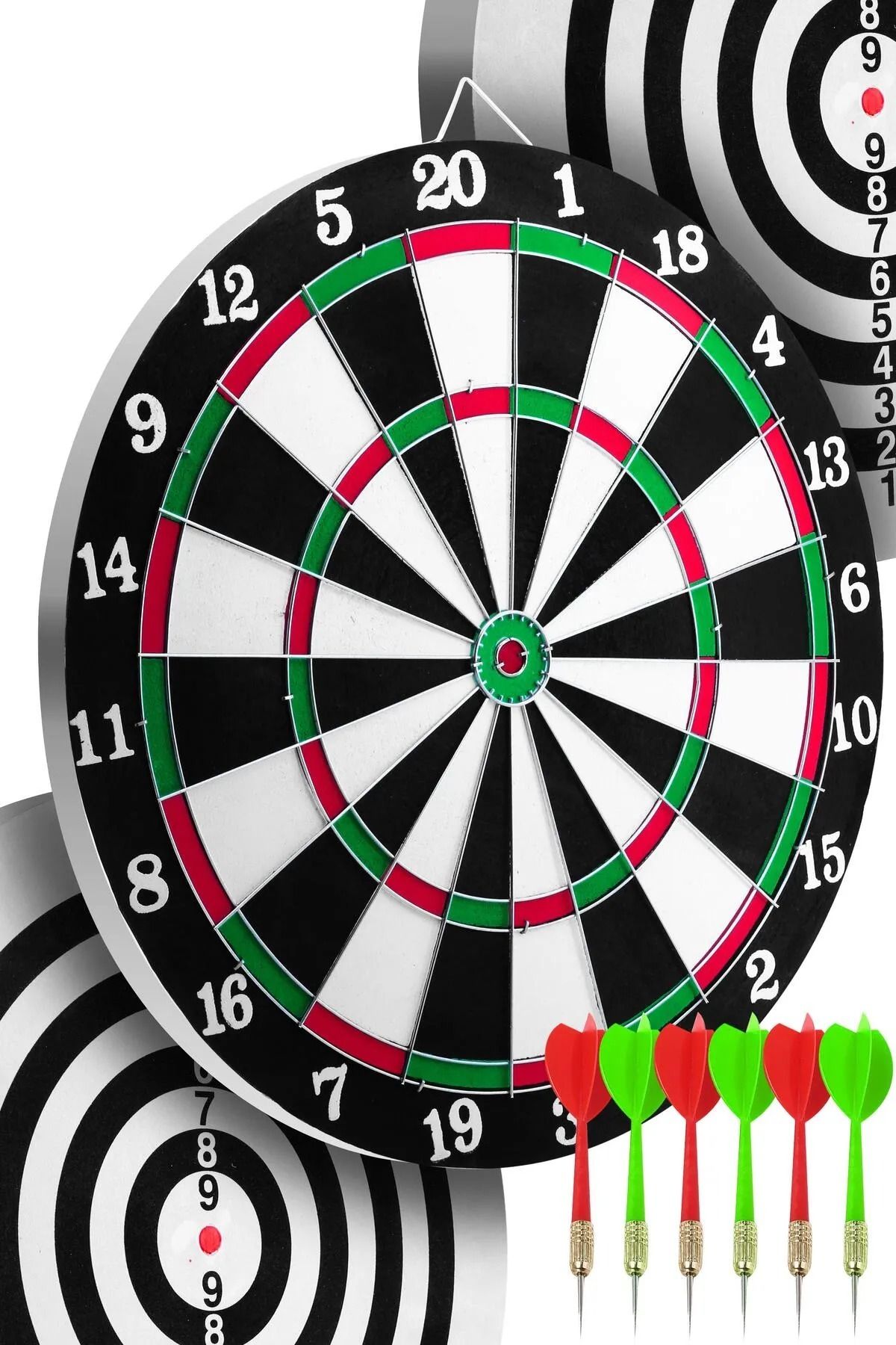 kutuTR 17 İnç Çift Taraflı Dart Tahtası Seti 6 Çelik Oklu Dart Hedef Tahtası Oyunu Takımı Dart Seti