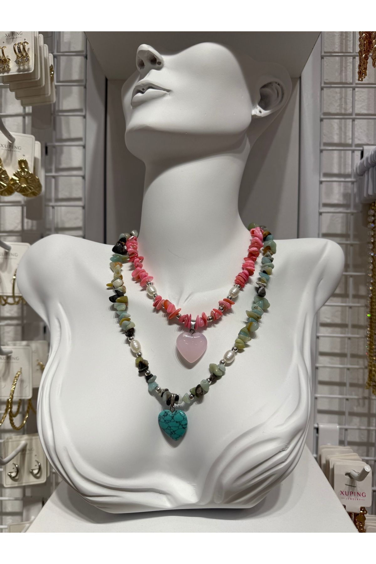 My violet accesorize İNCİLİ KALPLİ RENKLİ BONCUK KOLYE