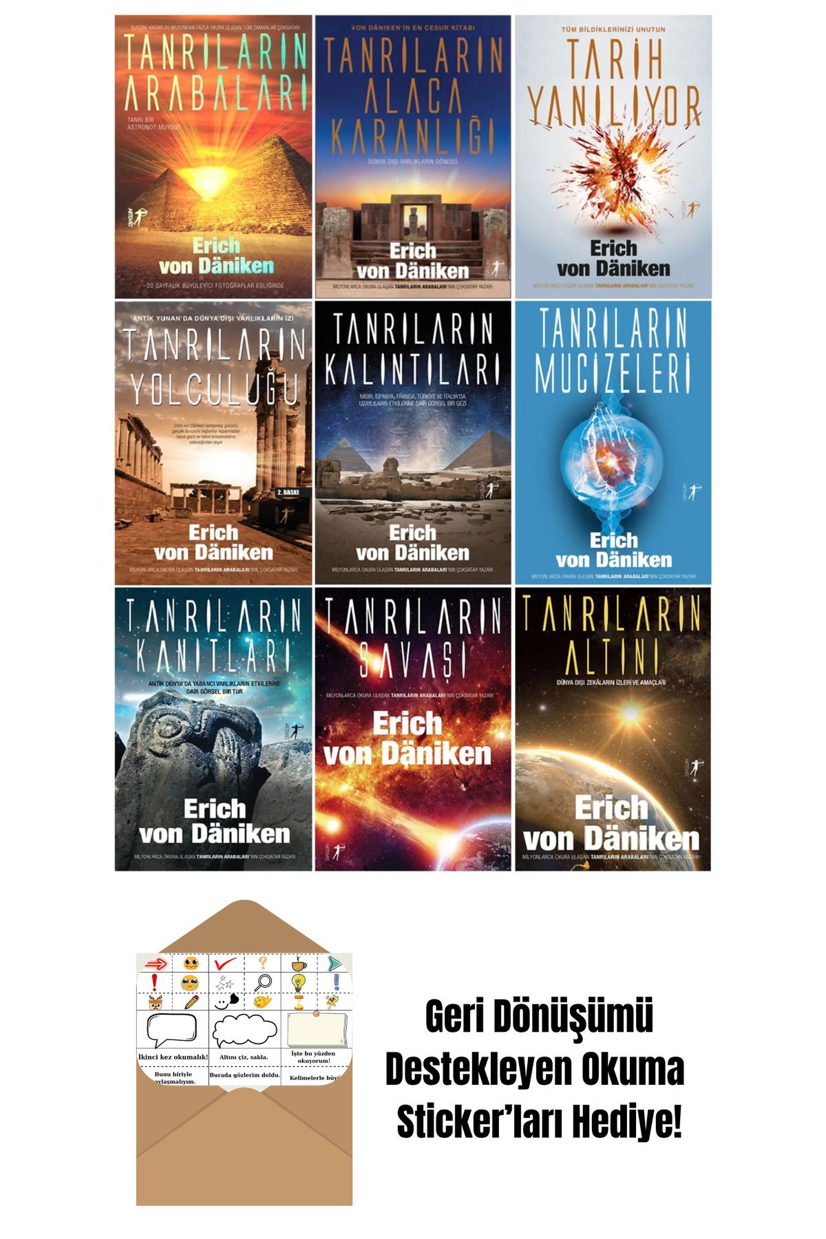 Artemis Yayınları Erich Von Daniken 9 Kitap Set + Okuma Sticker'ları