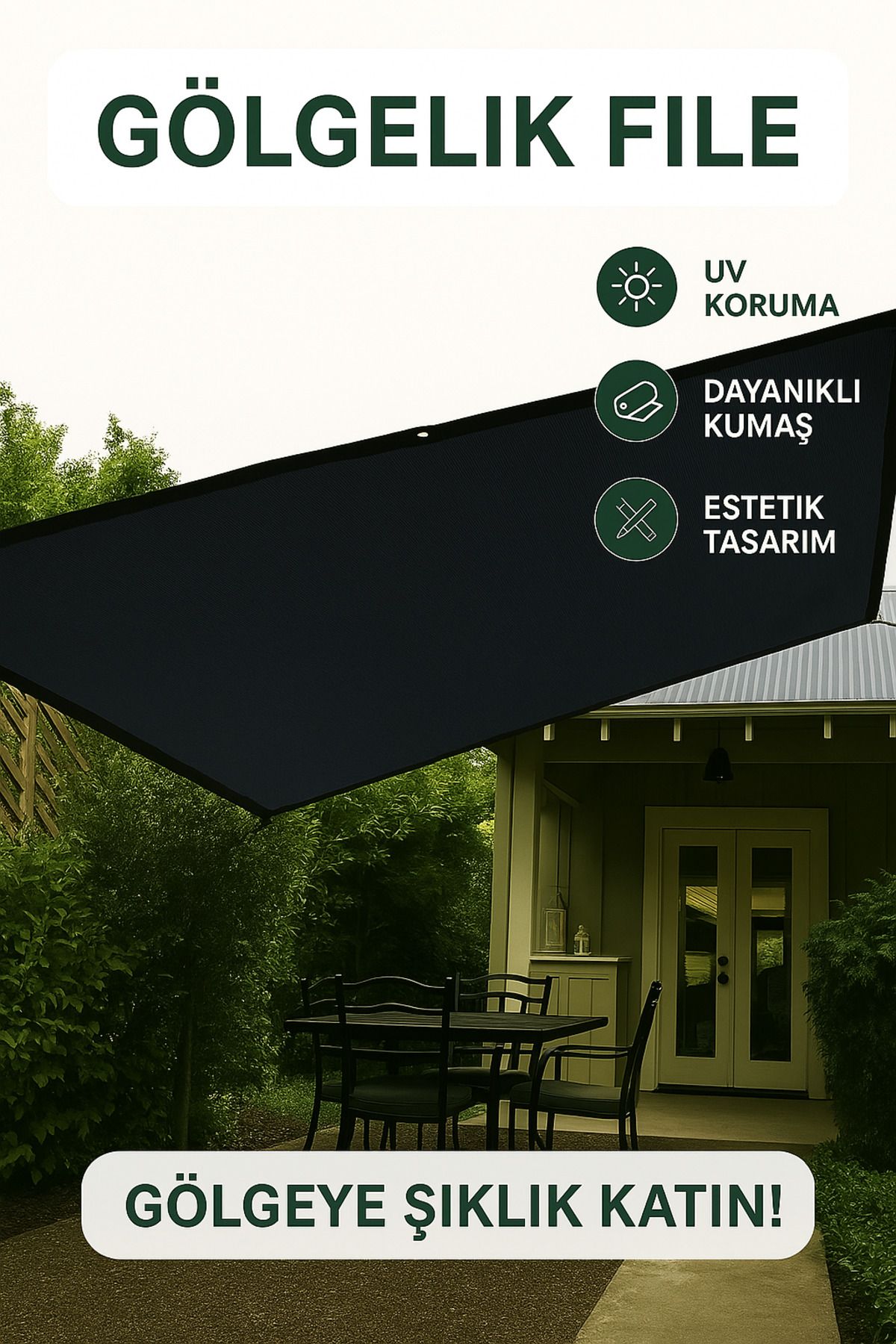 ADENSOUTDOOR 4X3 Metre Gölgelik Branda File Bahçe,yazlık,teras ve Açık Alanlarınız Için (%95 Sıklığında Jüt File)
