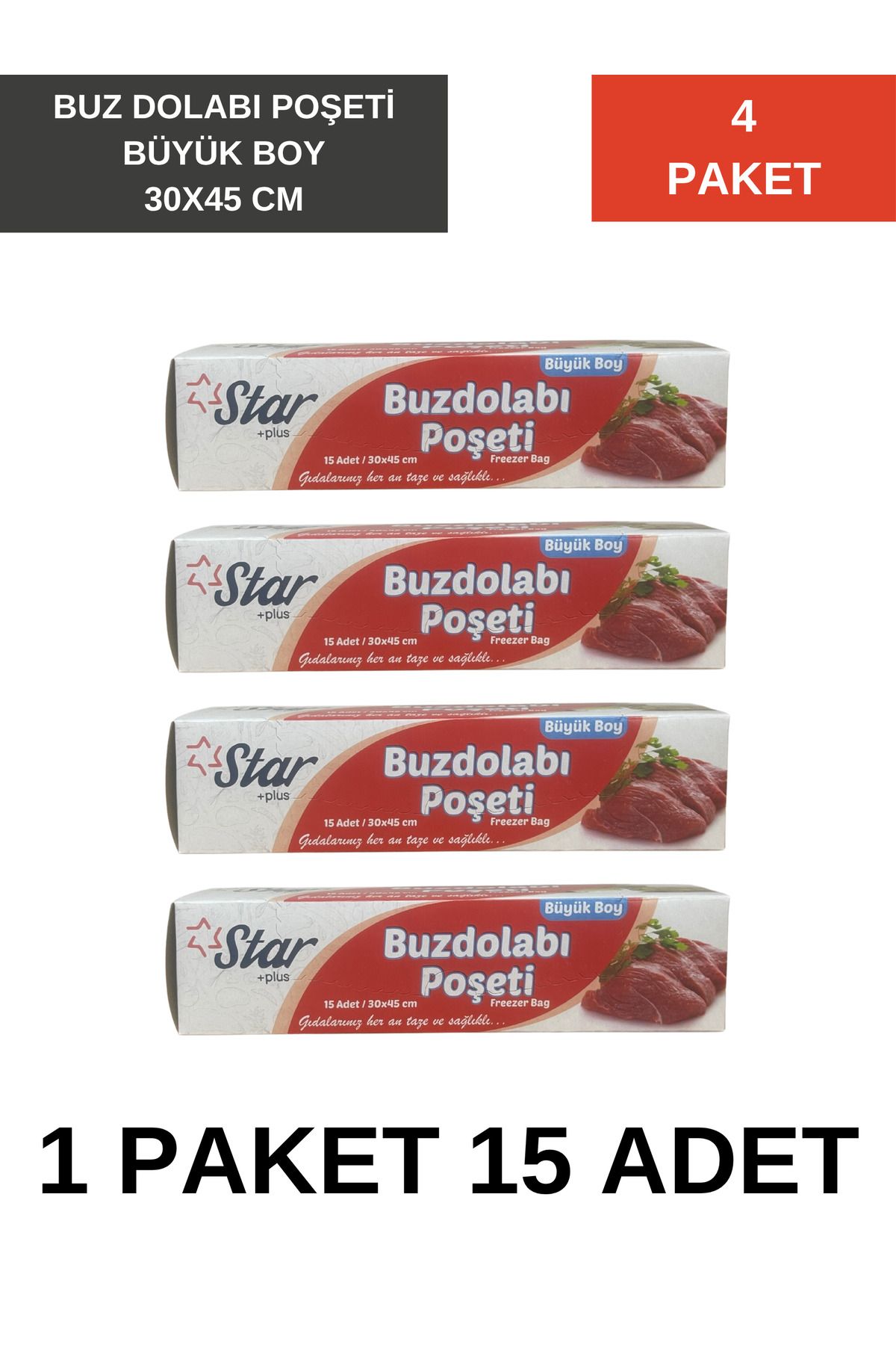 Lider Büyük Boy Buzdolabı Poşeti 15'li 4 Paket
