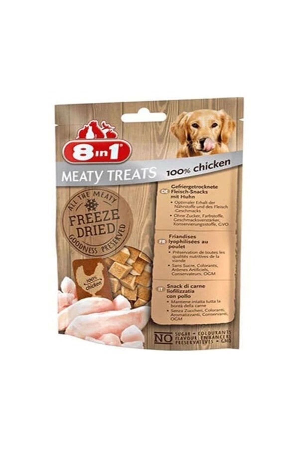 YNT İthalat 8 in 1 Freeze Dried Tahılsız Kurutulmuş Tavuklu Köpek Ödül Maması 50 Gr