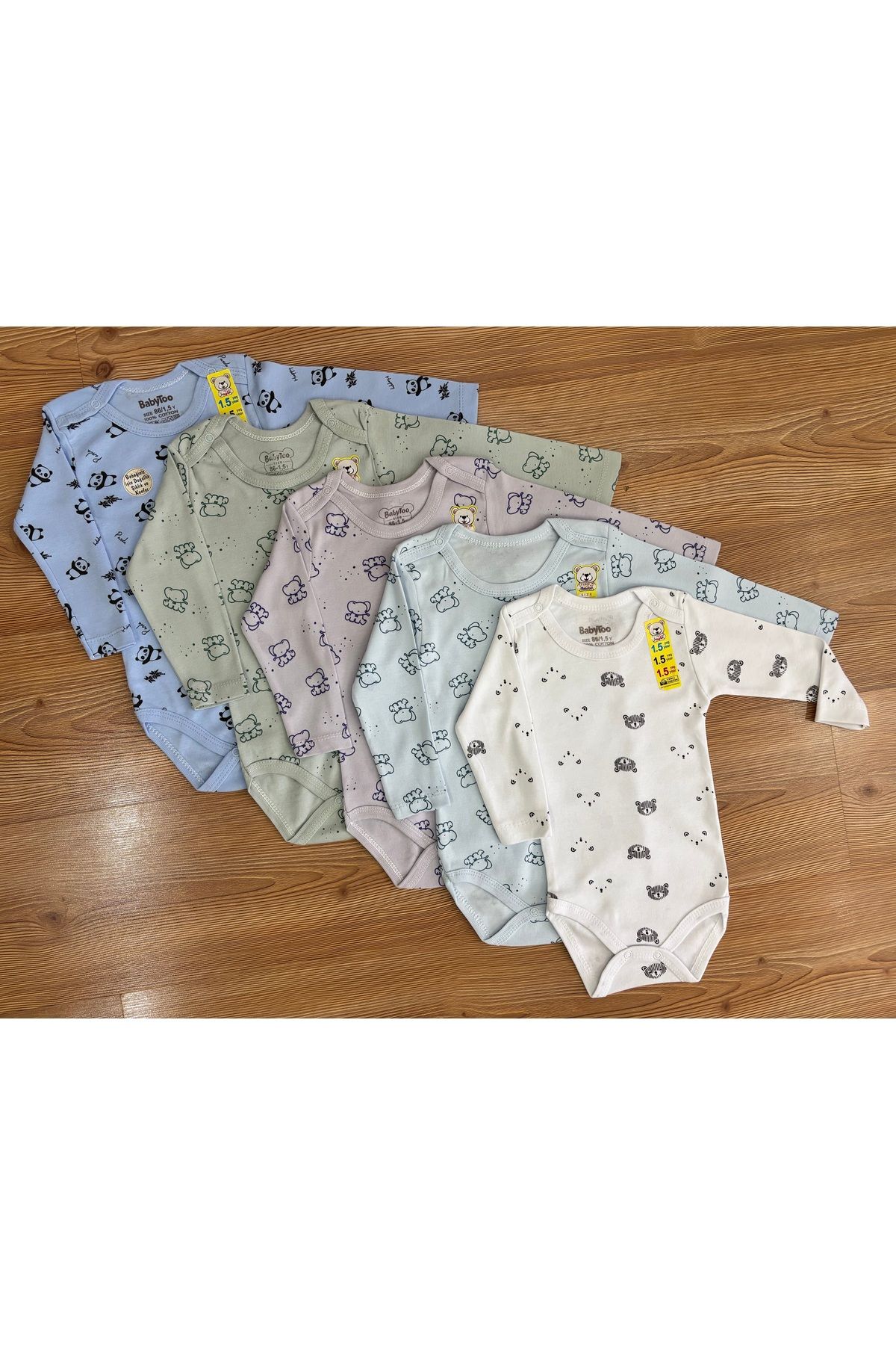 Babytoo Erkek Bebek %100 Pamuklu Uzun Kollu 5'li Zıbın