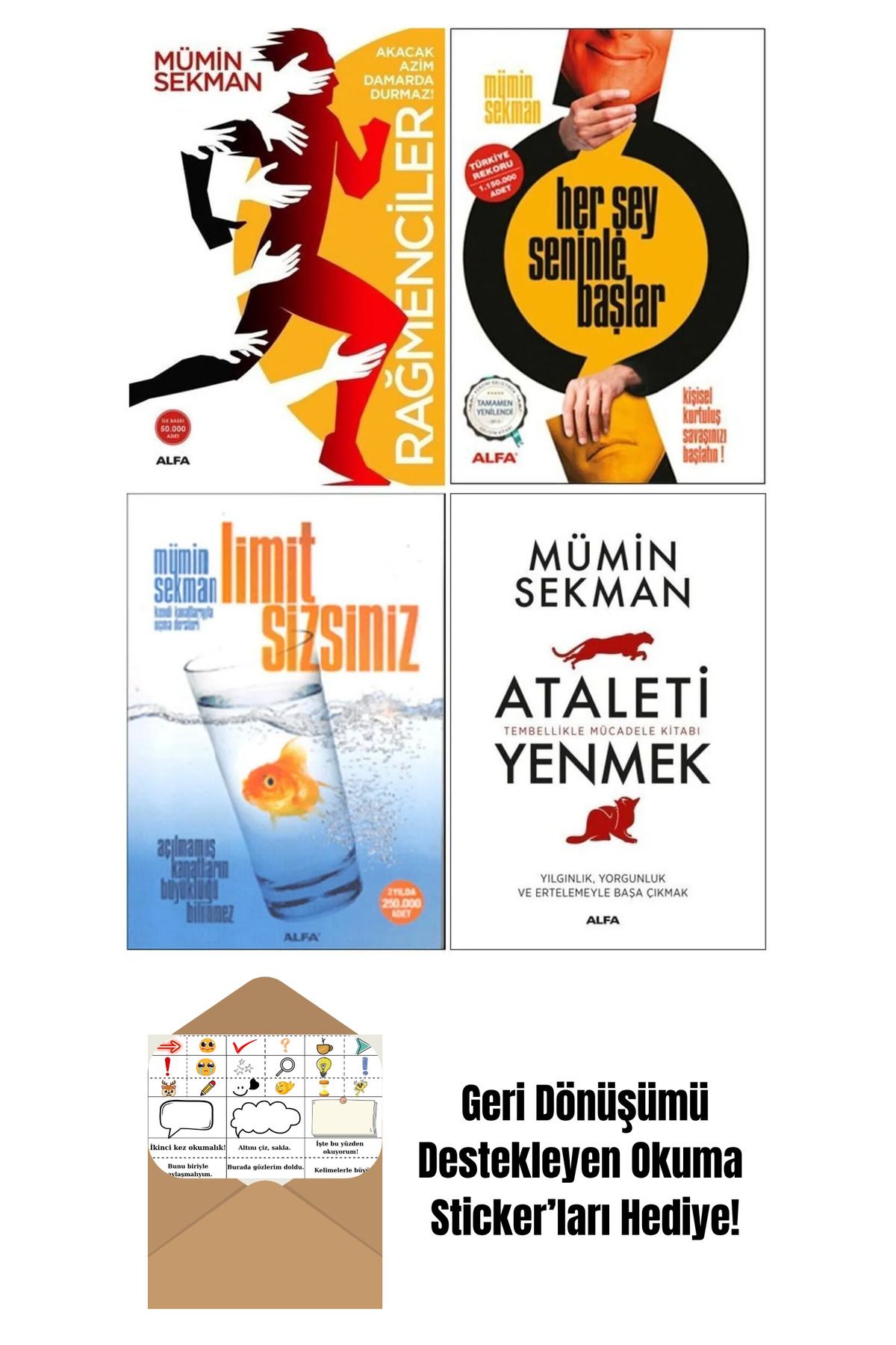 Alfa Yayınları Mümin Sekan 4 Kitap Kişisel Gelişim Seti + Okuma Sticker'ları
